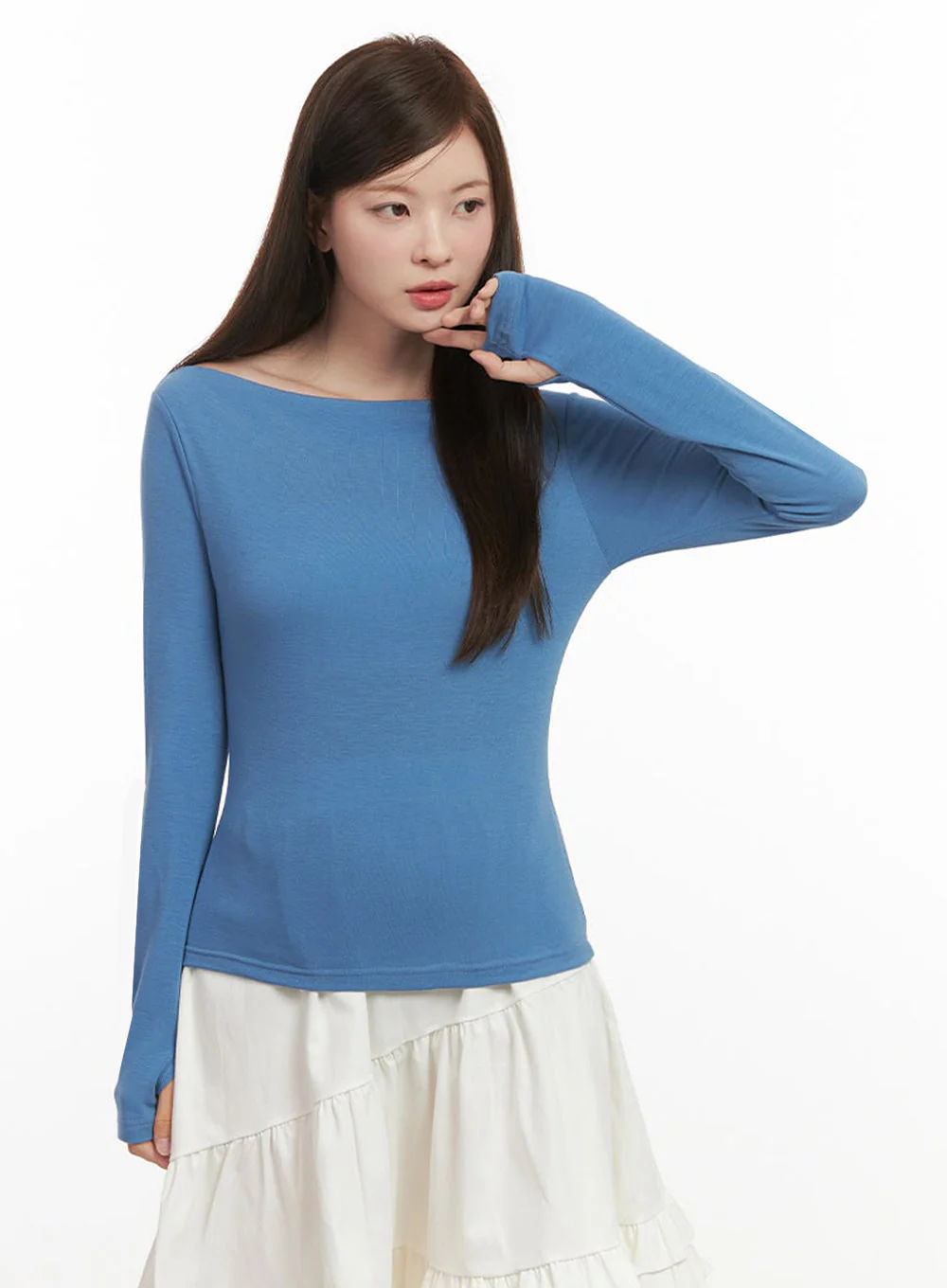 Chic Boat Neck Long Sleeve Top IJ527 - Image 8
