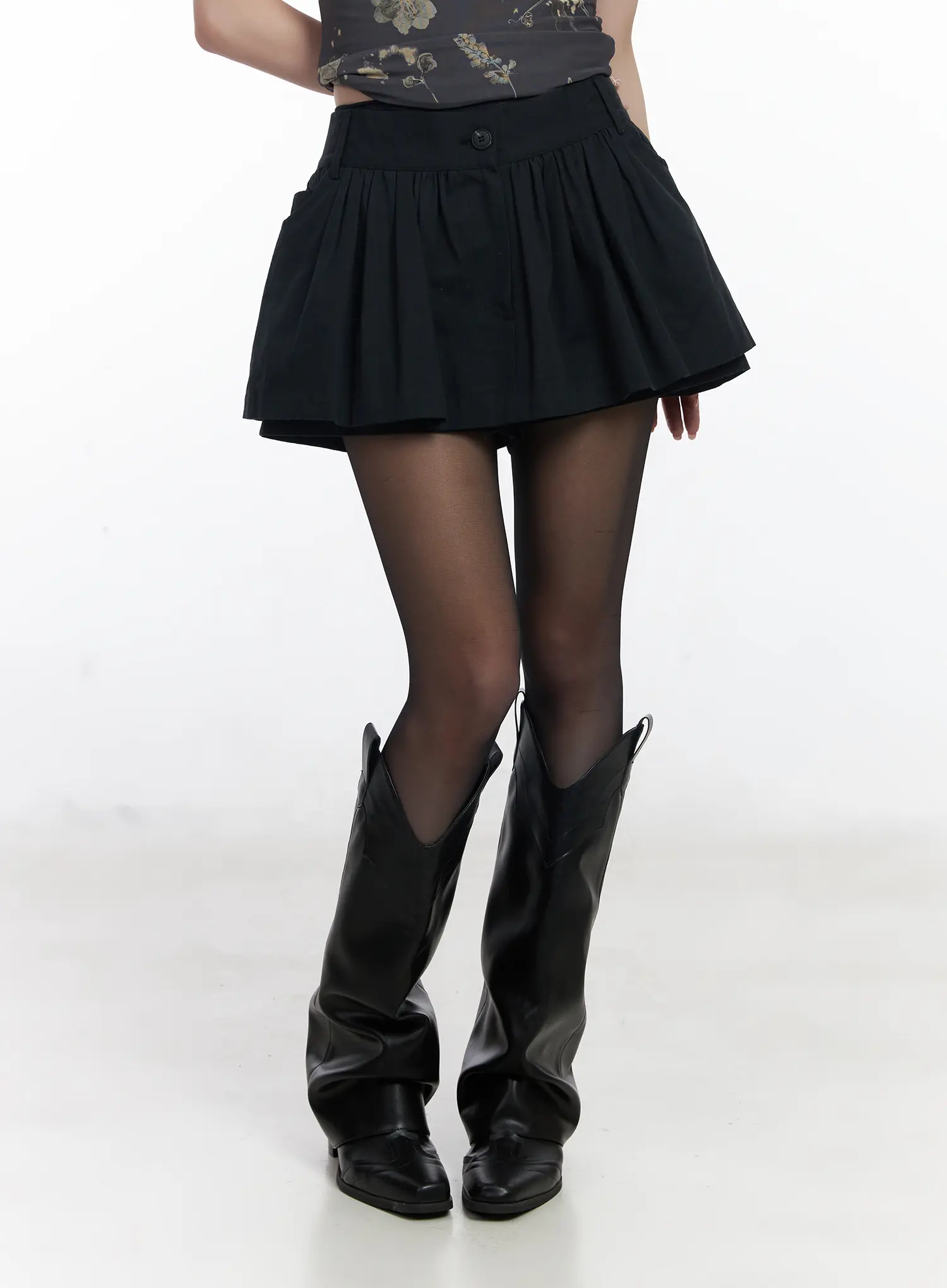 Chic Pleated Mini Skort with Elastic Waistband CJ526 - Image 11