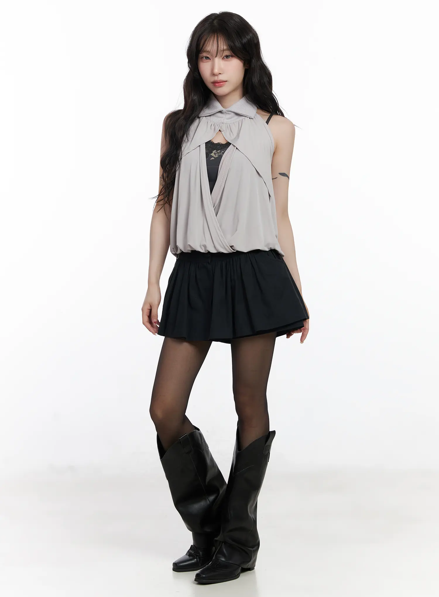Chic Pleated Mini Skort with Elastic Waistband CJ526 - Image 5