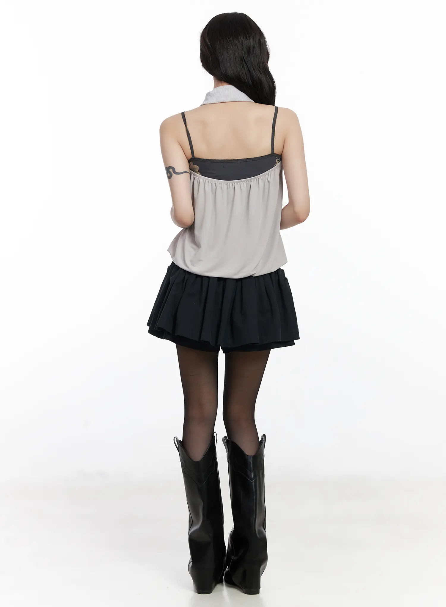 Chic Pleated Mini Skort with Elastic Waistband CJ526 - Image 7
