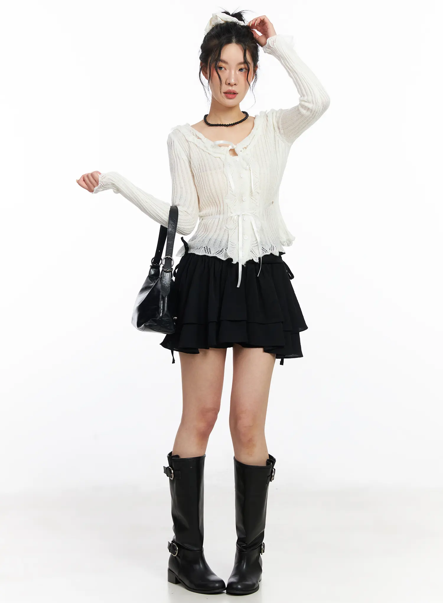 Chic Ribbon Flare Mini Skirt CJ523