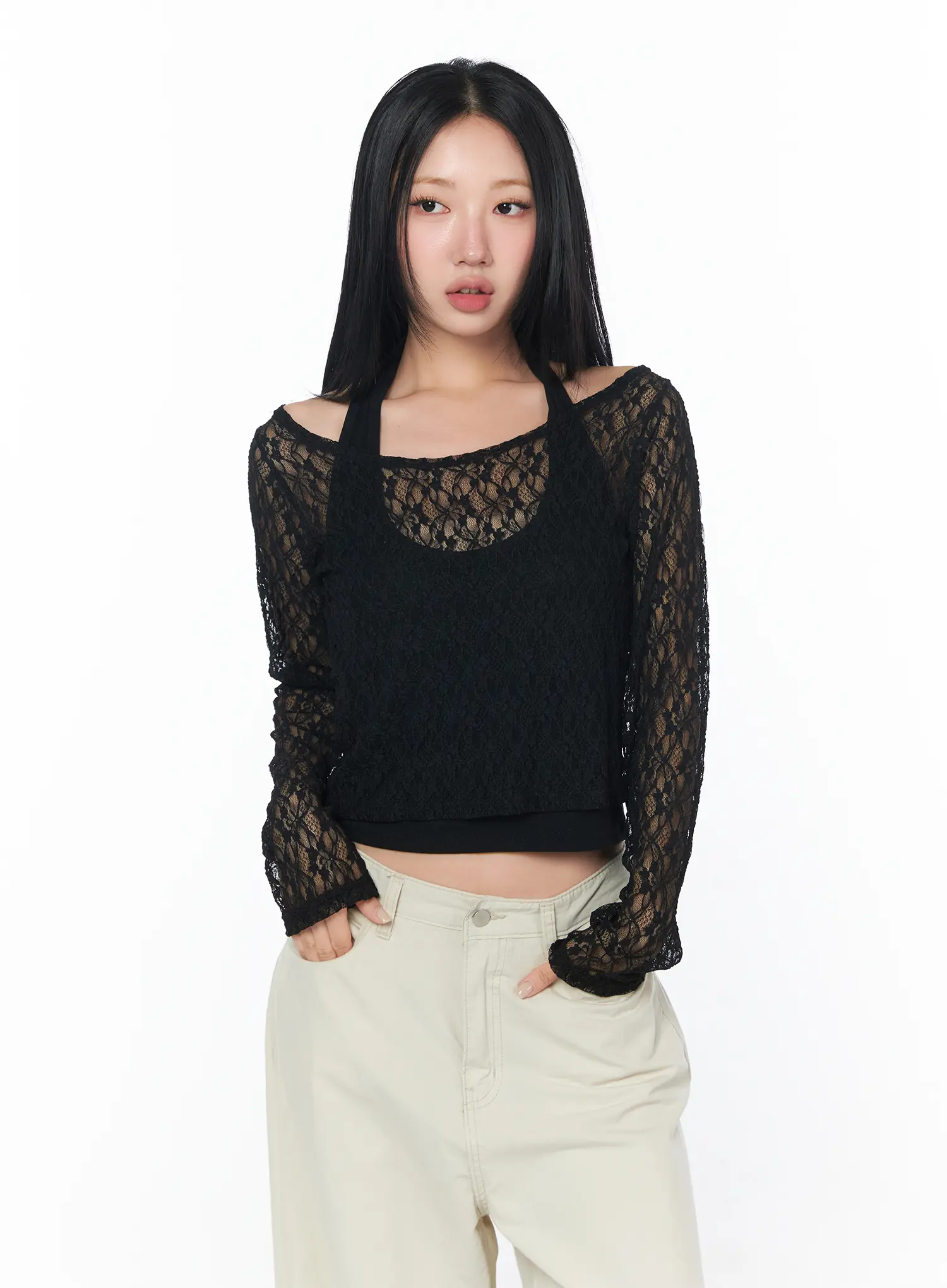 Chic Sheer Lace Top Set CY512 - Image 2