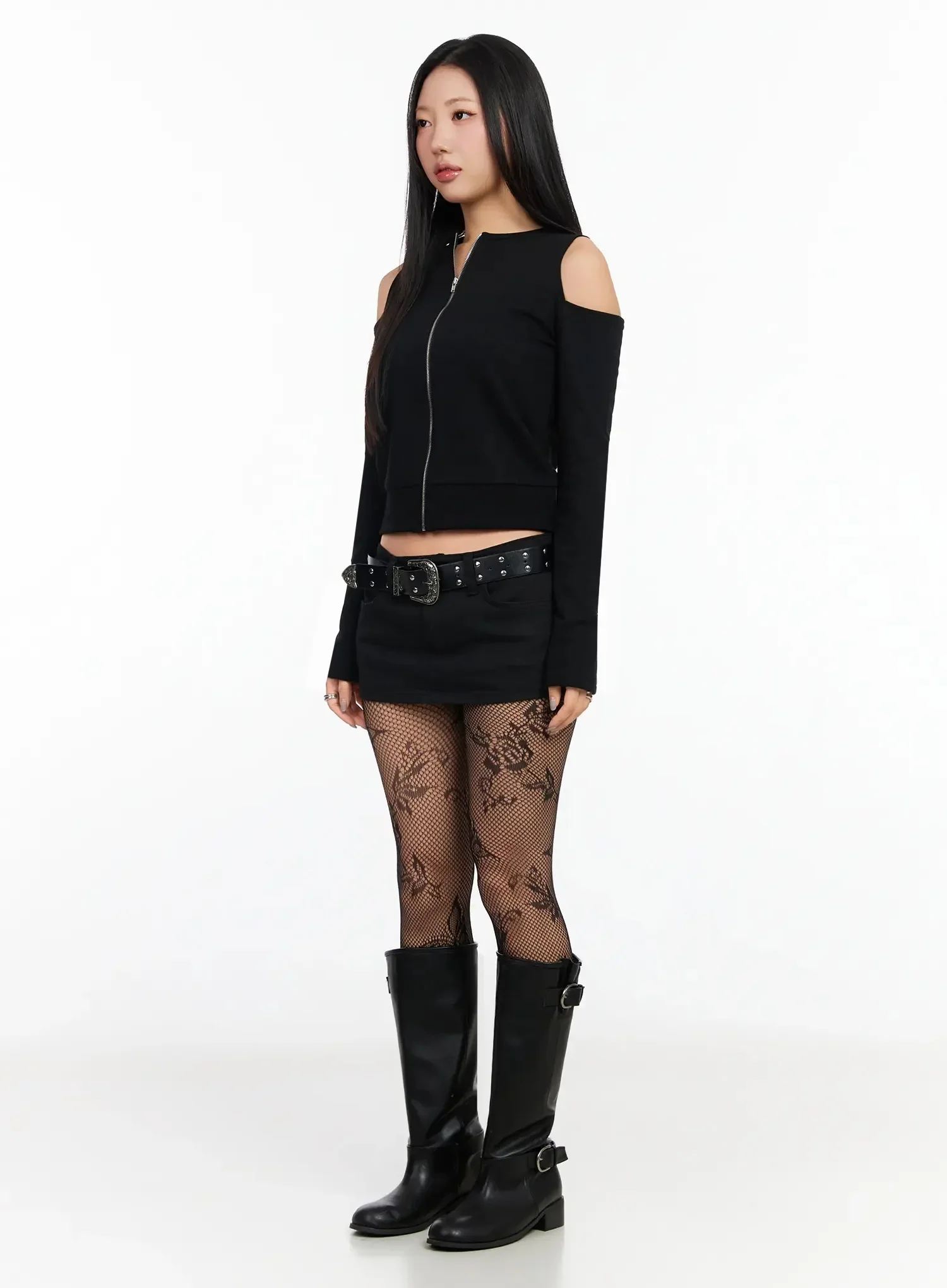 Chic Shoulder Cut-Out Zip-Up Top IA507 - Image 10