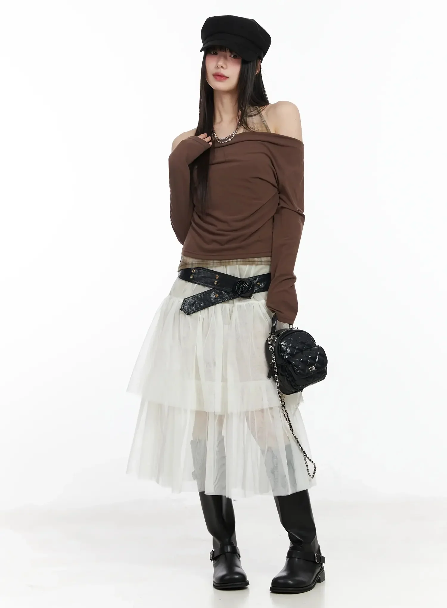 Chiffon Layered Midi Skirt IM523 - Image 2