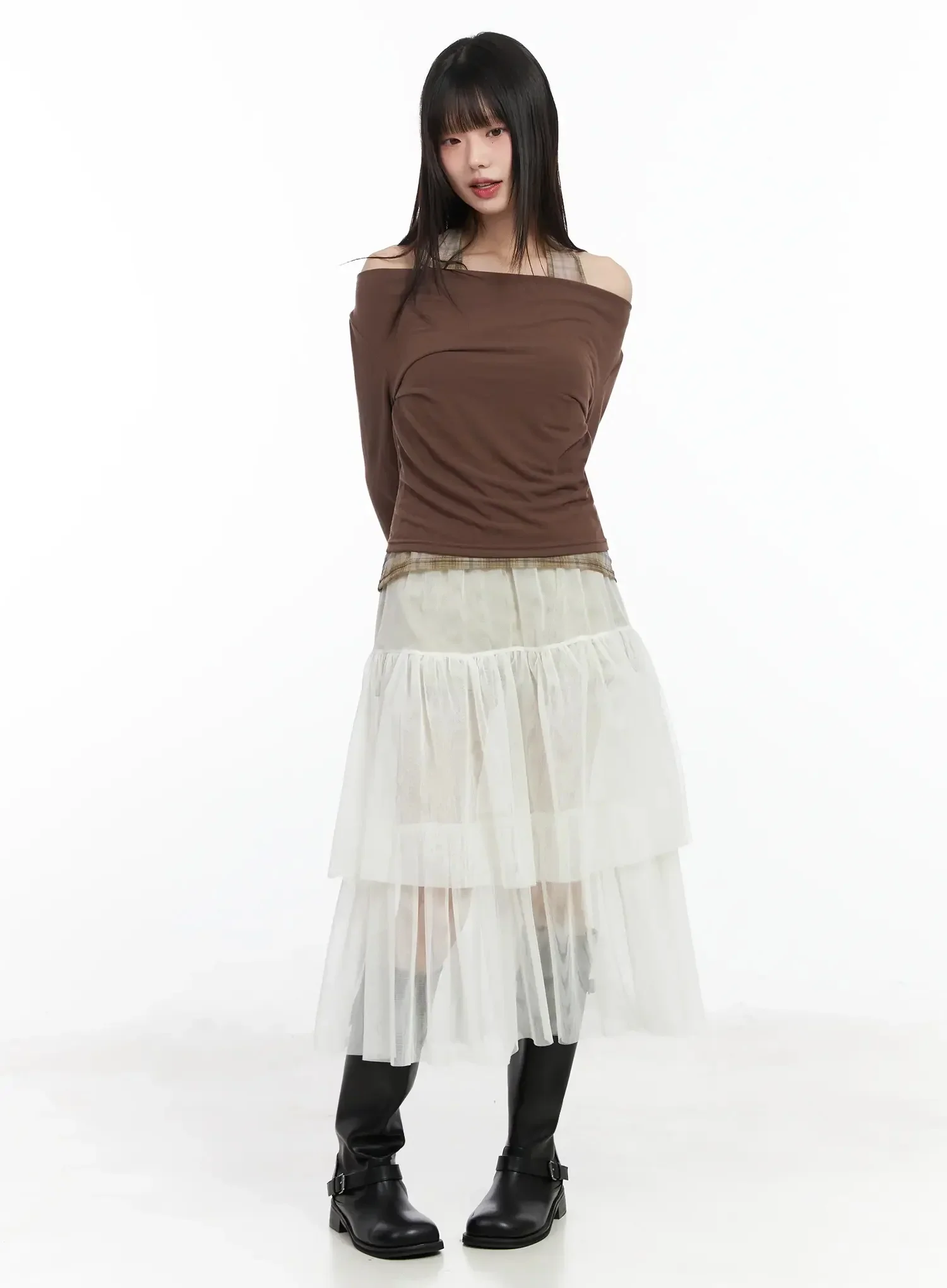 Chiffon Layered Midi Skirt IM523 - Image 3