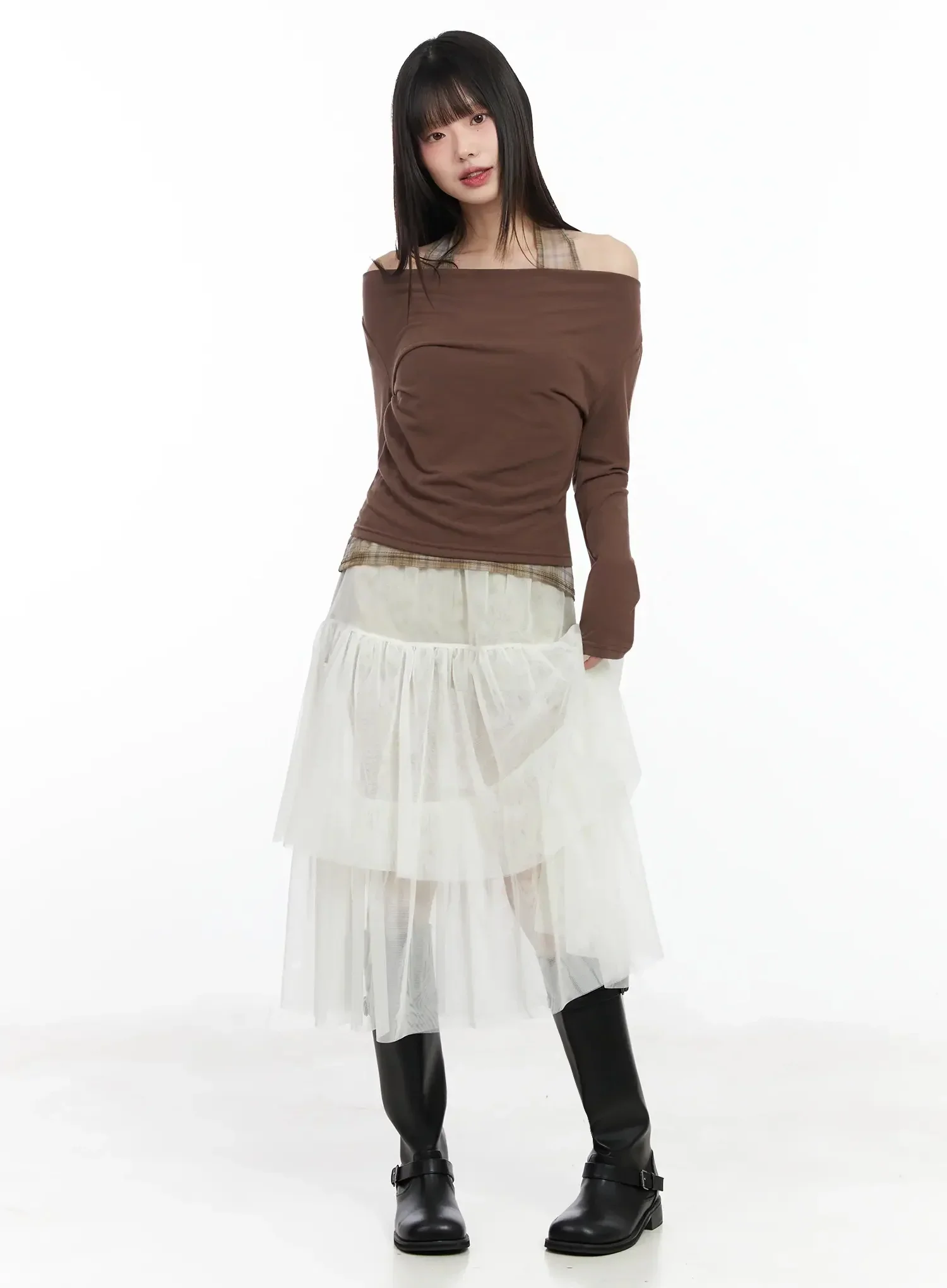 Chiffon Layered Midi Skirt IM523 - Image 6