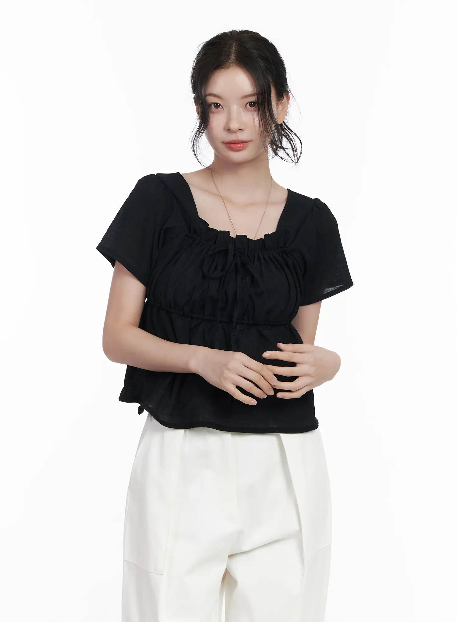 Chiffon Ruffle Short Sleeve Blouse CA510 - Image 6