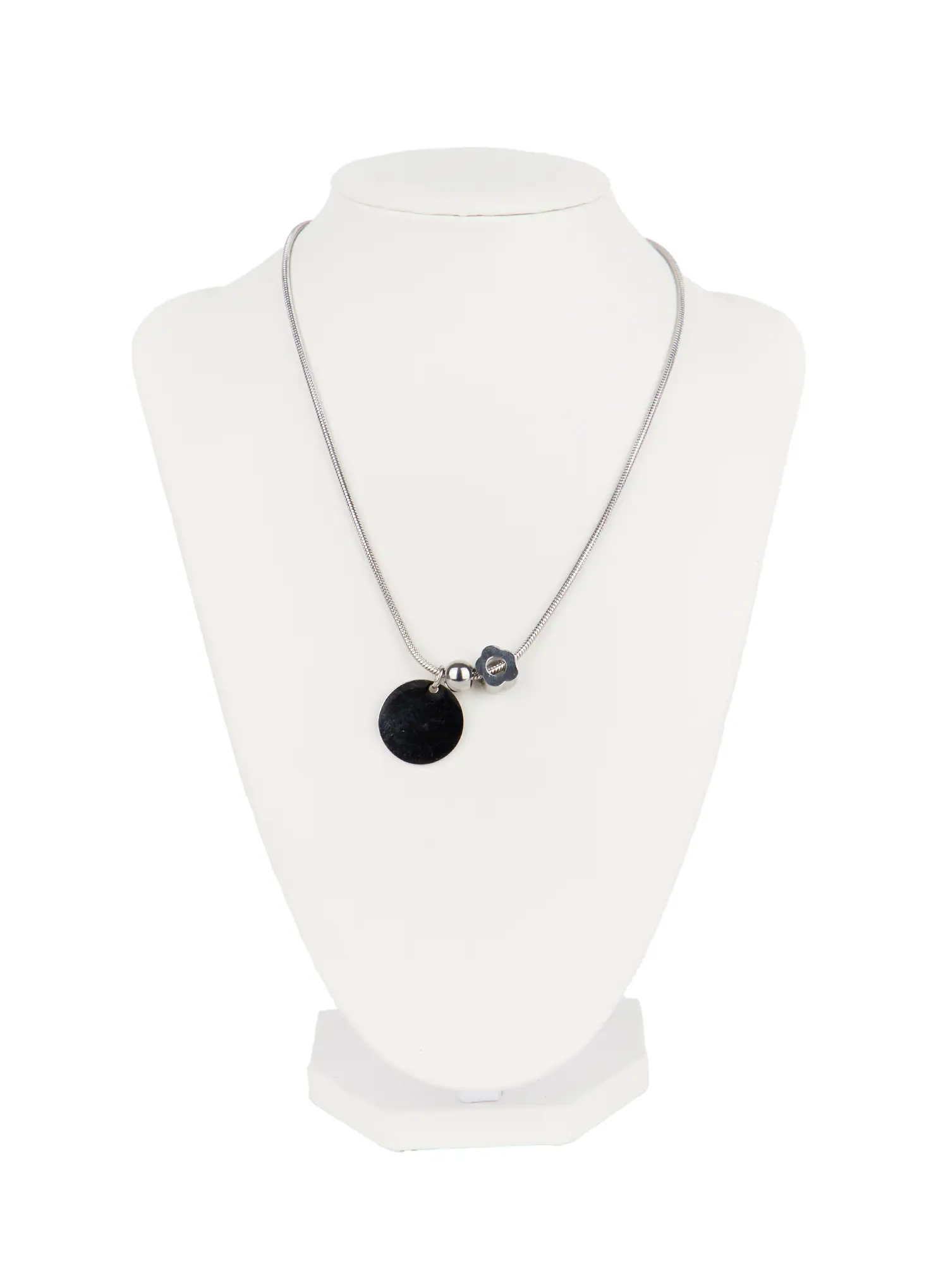 Circle Pendant Flower Charm Necklace CJ515 - Image 4