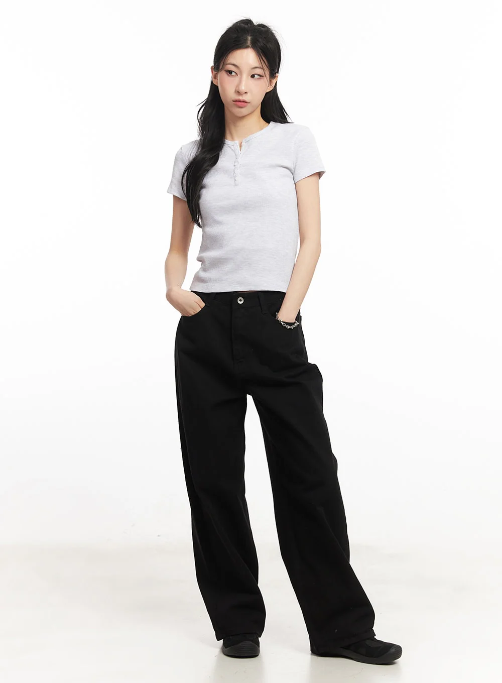 Classic Cotton Wide-Leg Pants CA516 - Image 2