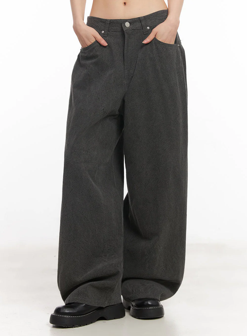Classic Cotton Wide-Leg Pants IY529 - Image 2