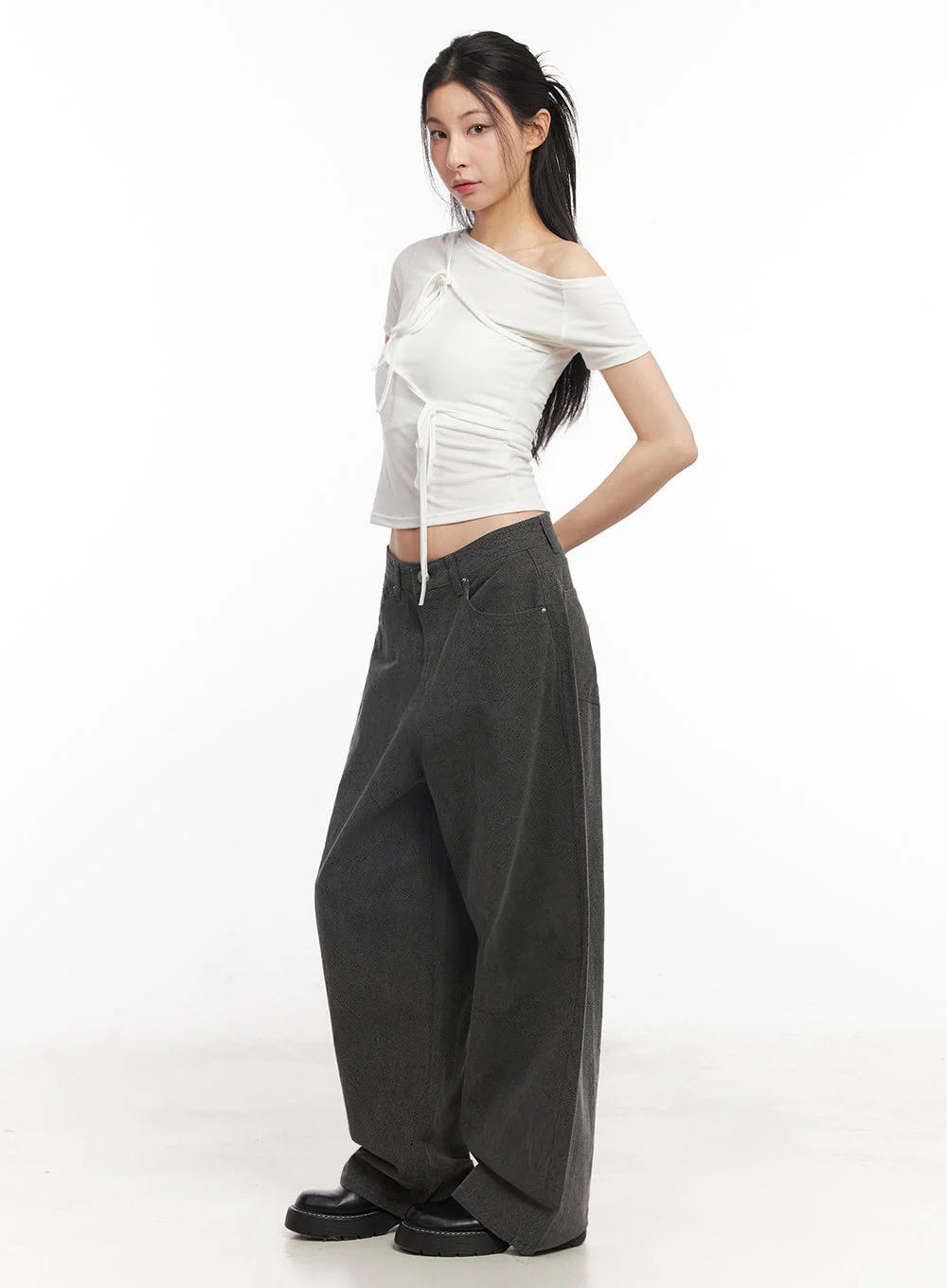 Classic Cotton Wide-Leg Pants IY529 - Image 7