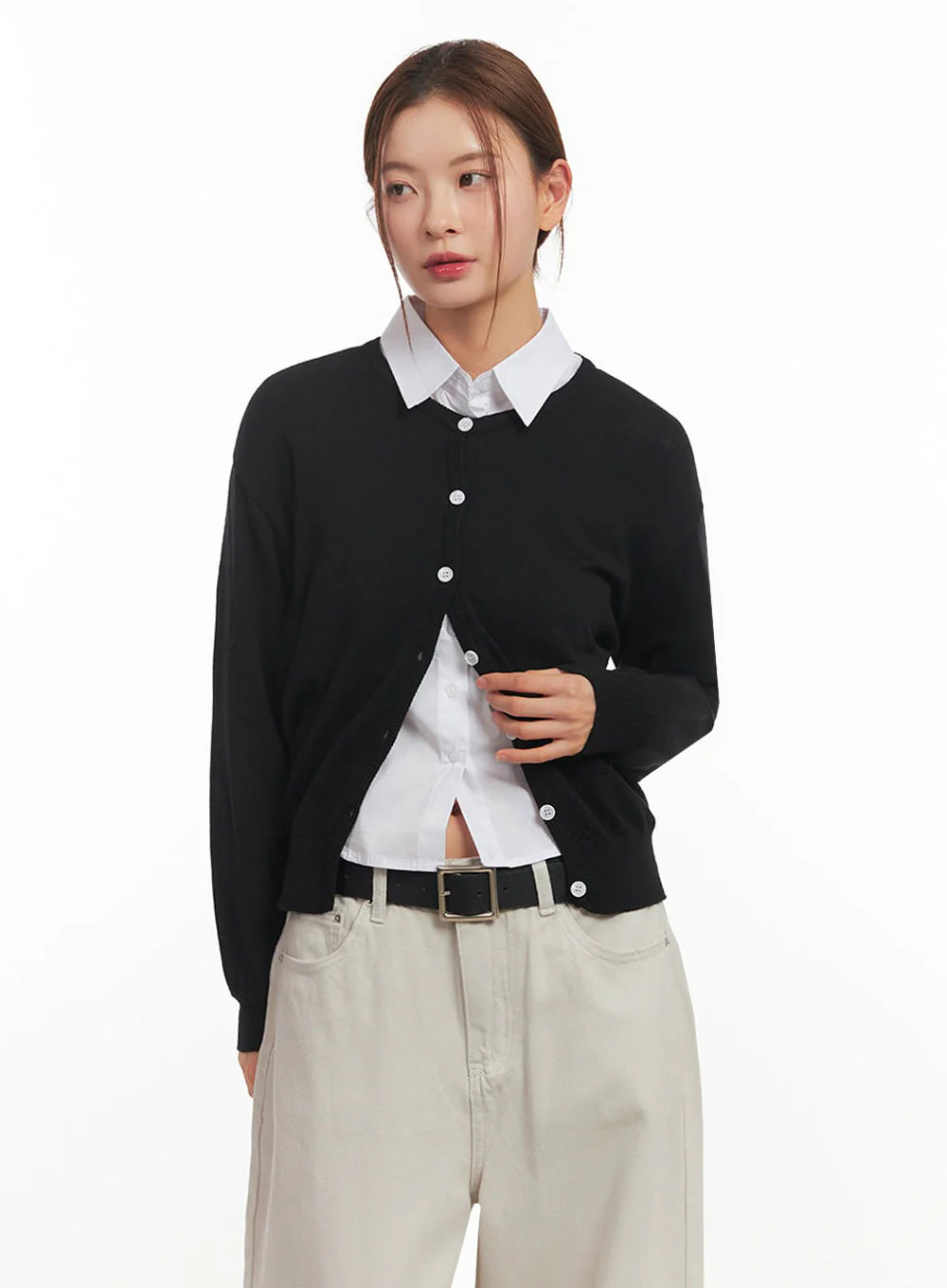Classic Round Neck Cardigan IM513 - Image 4