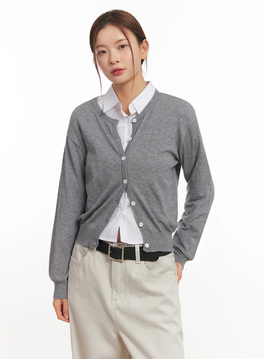 Classic Round Neck Cardigan IM513 - Image 8