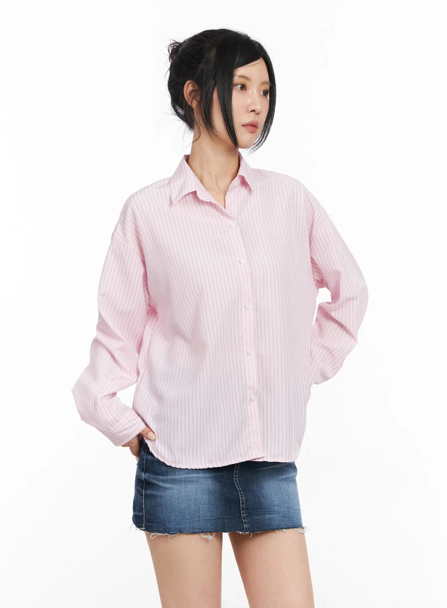 Classic Striped Button-Up Shirt CM516 - Image 2