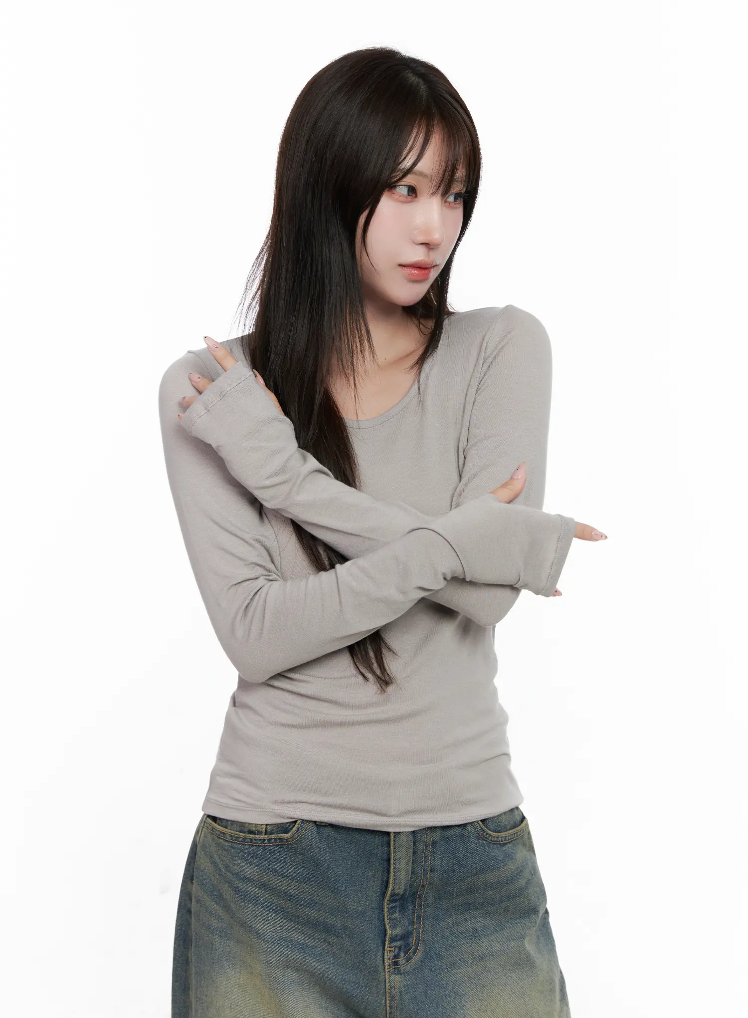 Classic U-Neck Long Sleeve Top CO520 - Image 6