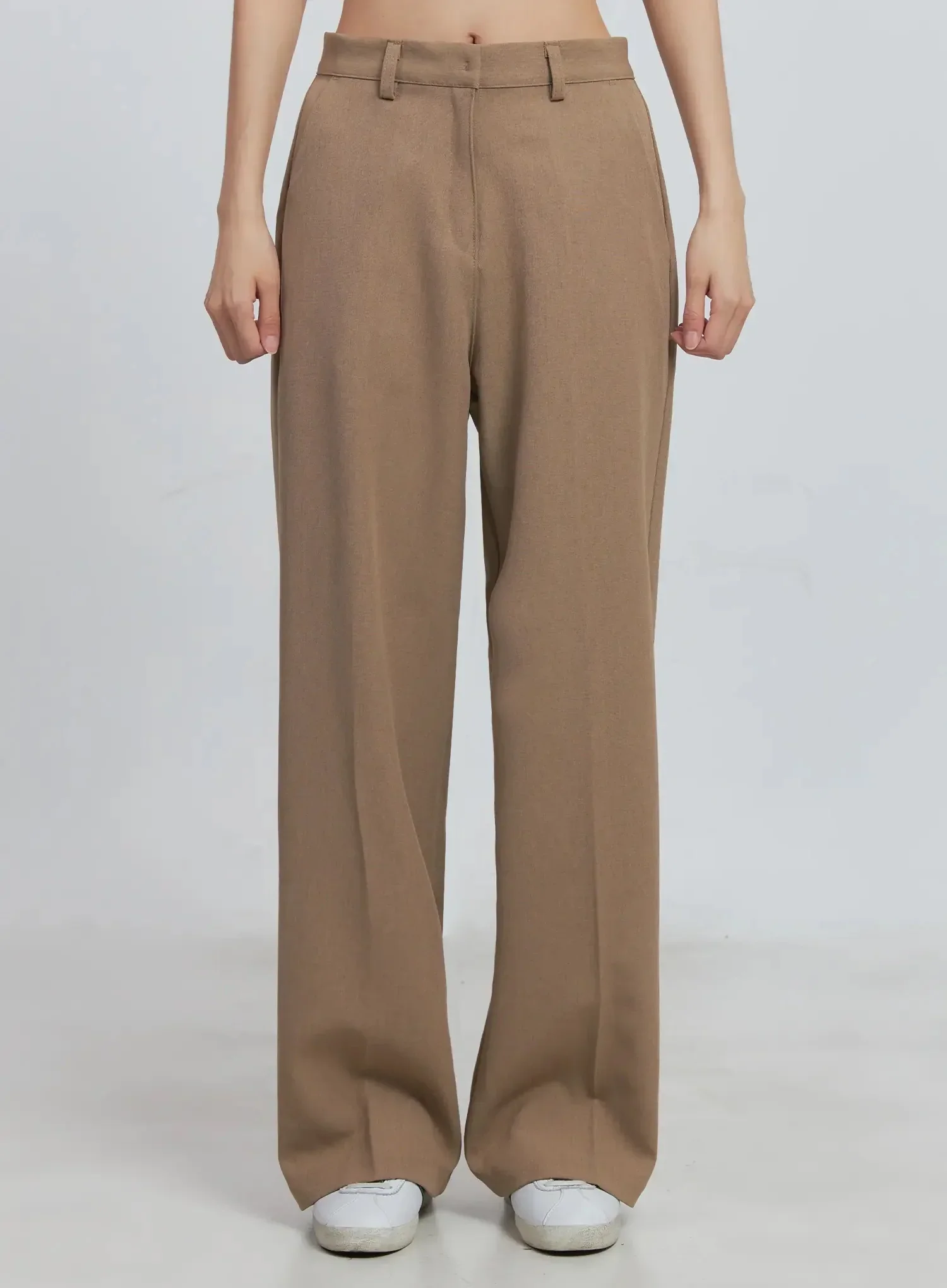 Classic Wide-Fit Slacks (Beige) IU512 - Image 6