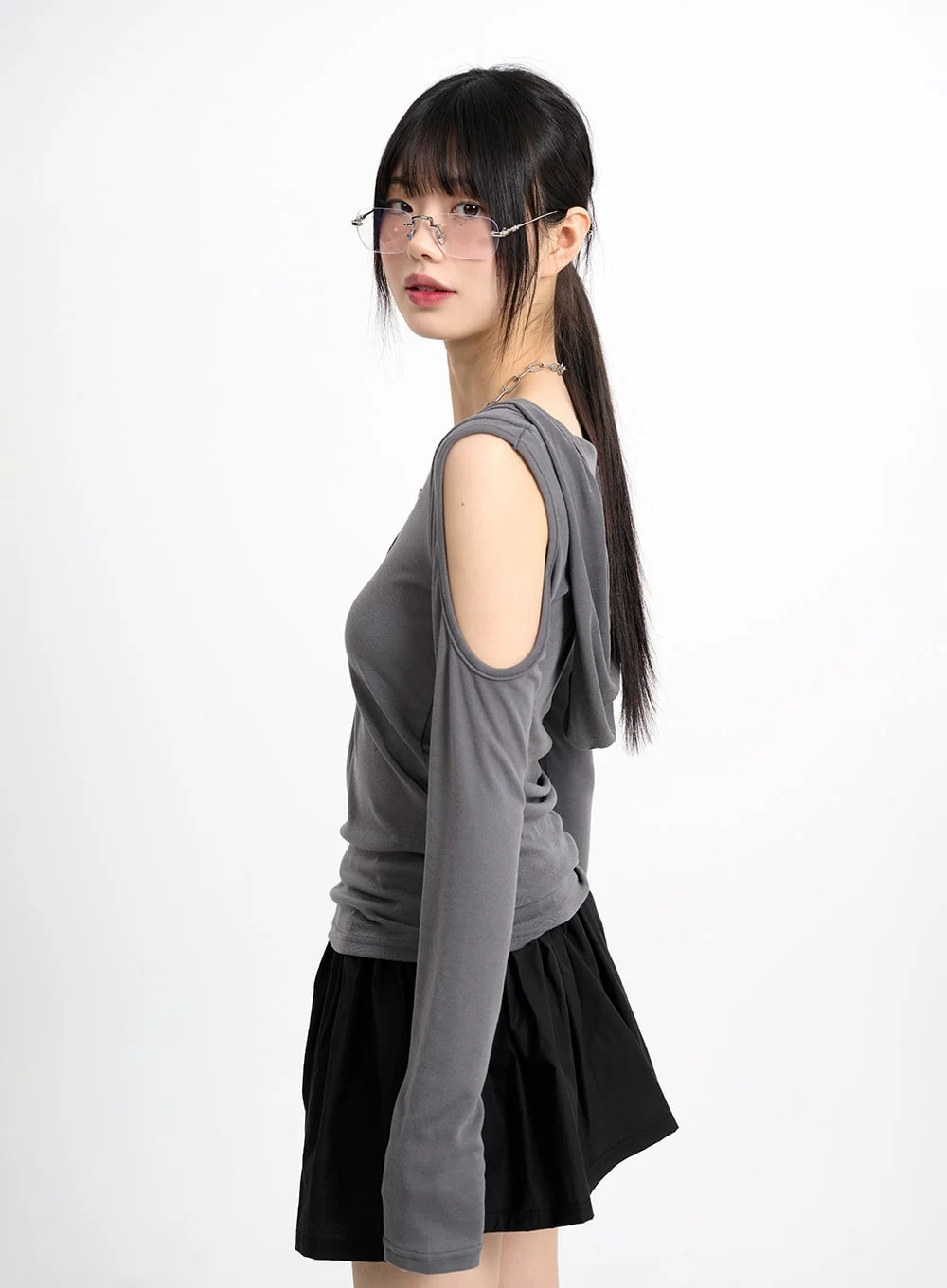 Cold Shoulder Hoodie CM415 - Image 2