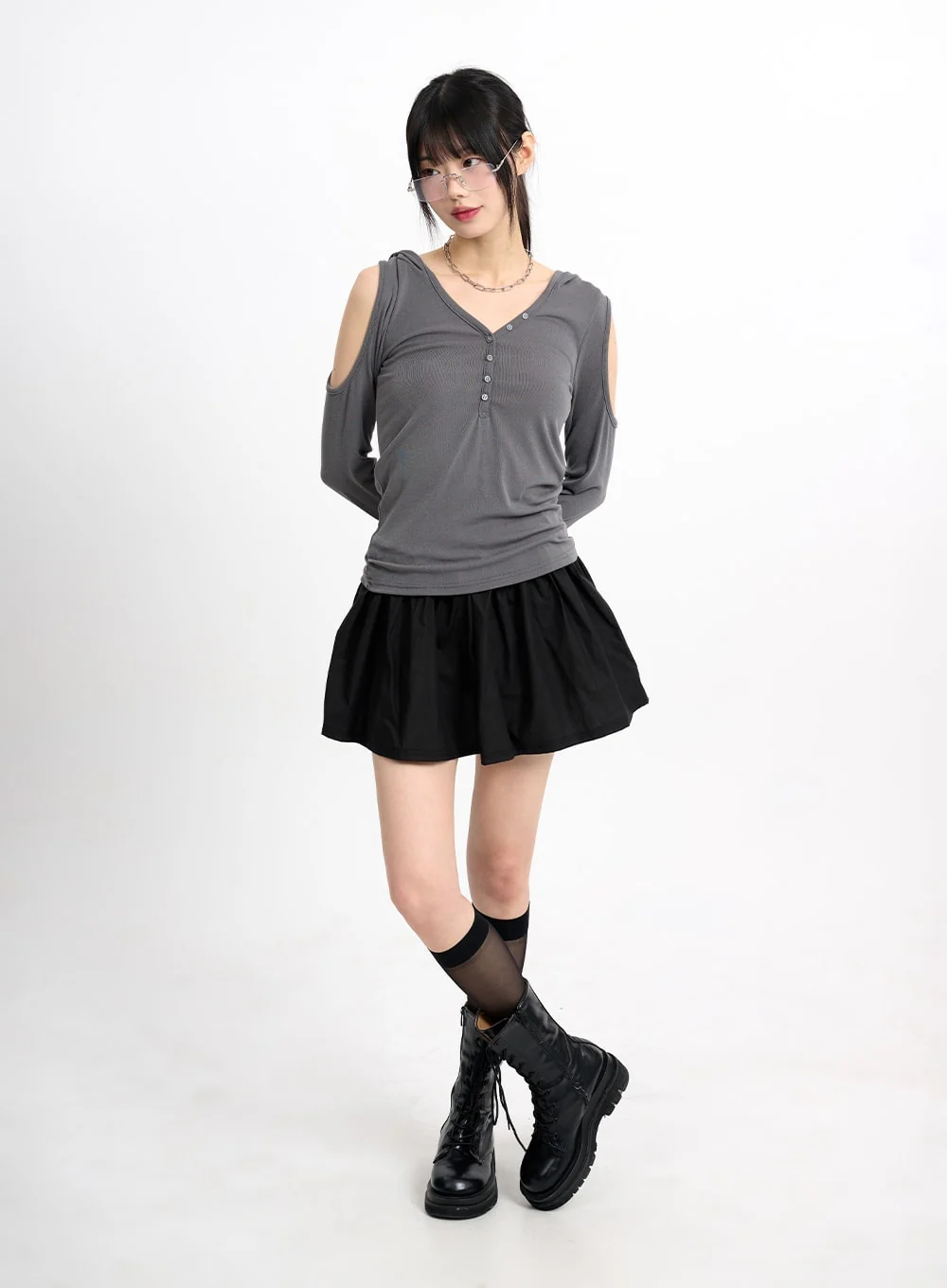 Cold Shoulder Hoodie CM415 - Image 4