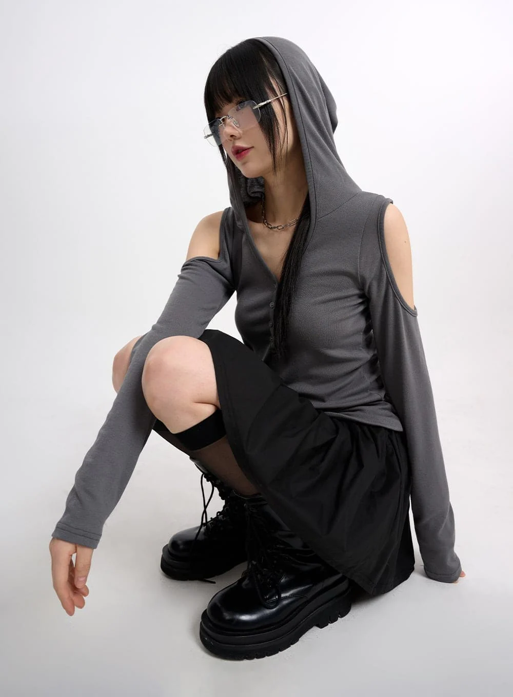 Cold Shoulder Hoodie CM415 - Image 5