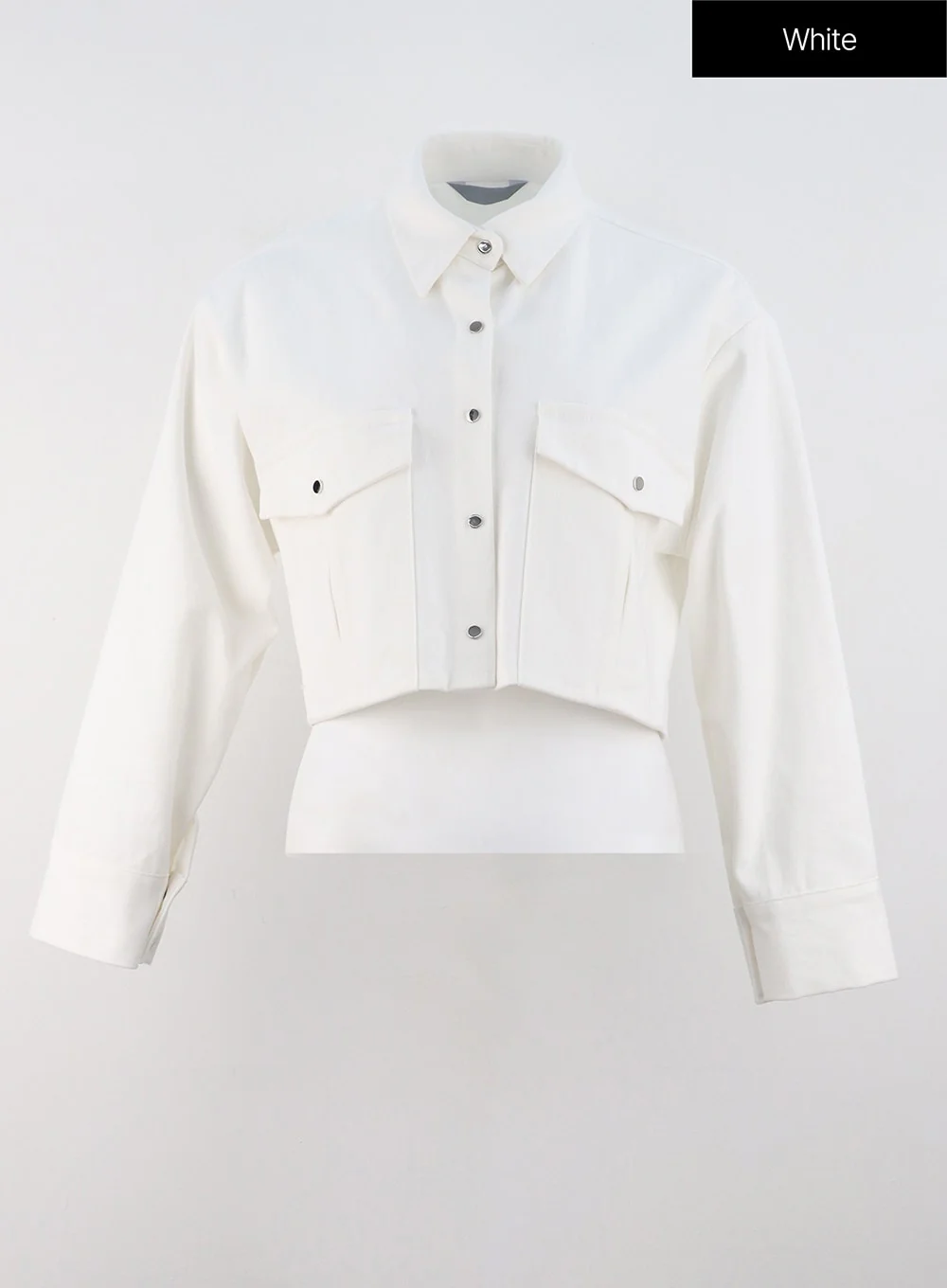 Collared Cotton Crop Jacket OG318 - Image 11