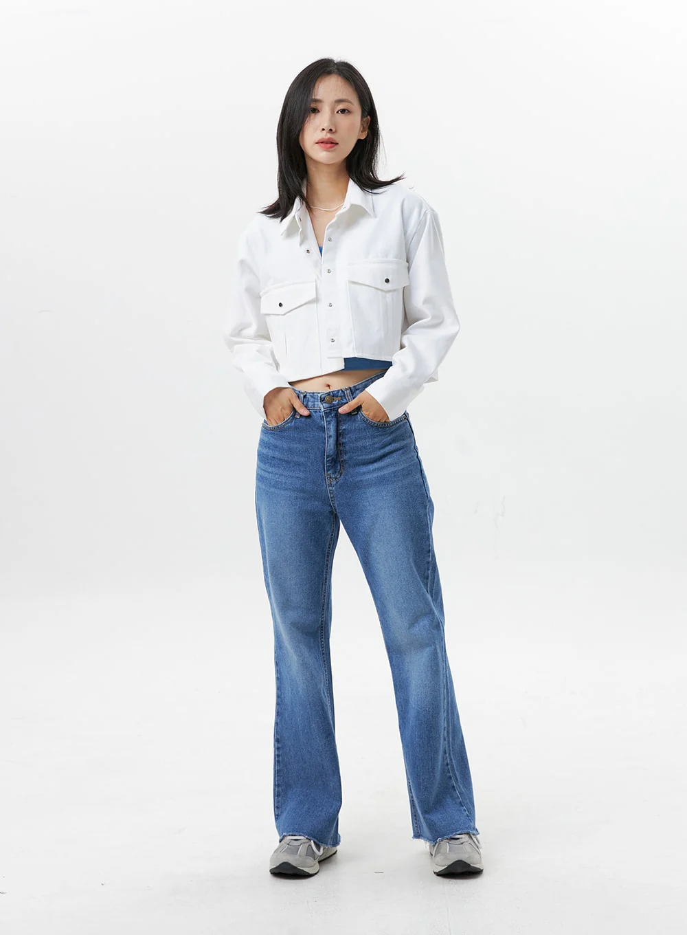 Collared Cotton Crop Jacket OG318 - Image 2