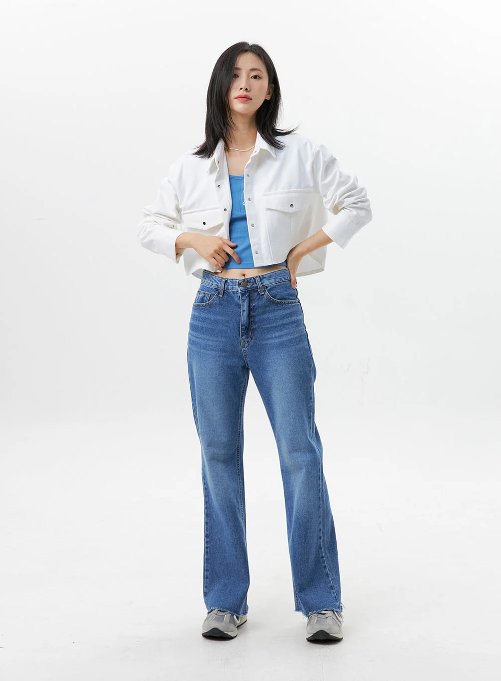 Collared Cotton Crop Jacket OG318 - Image 3