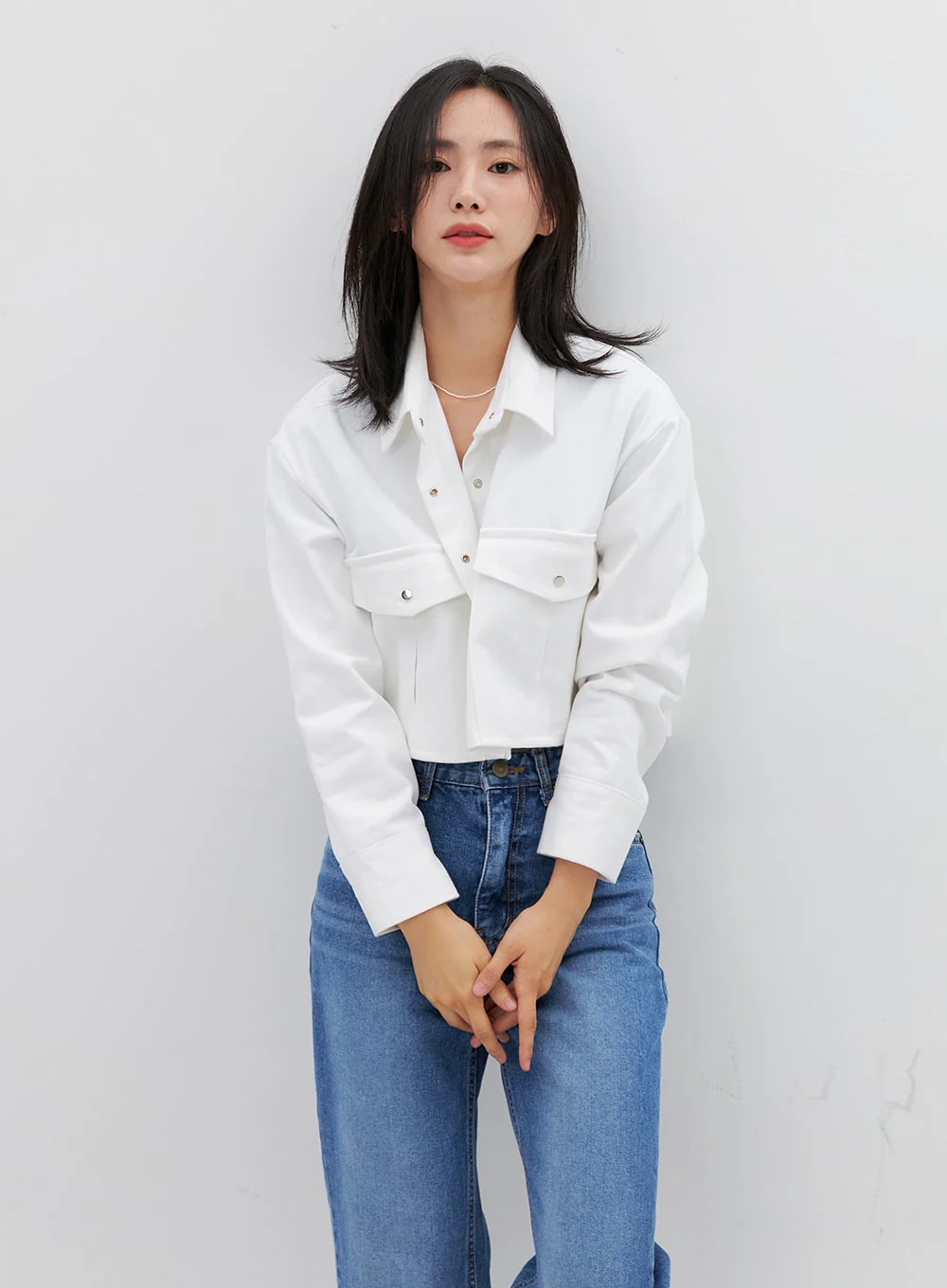 Collared Cotton Crop Jacket OG318 - Image 7