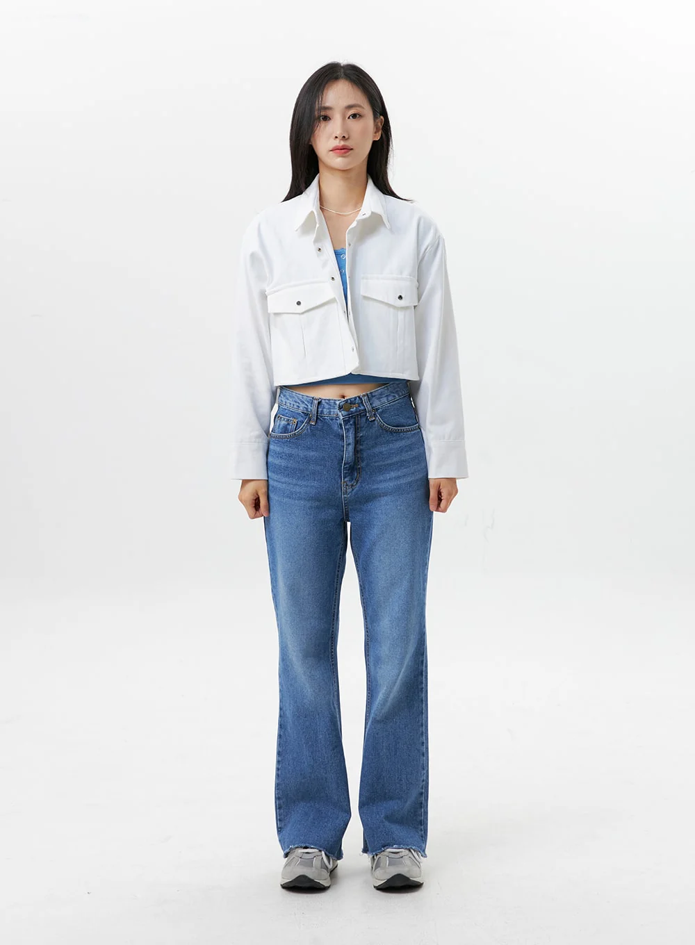Collared Cotton Crop Jacket OG318 - Image 8