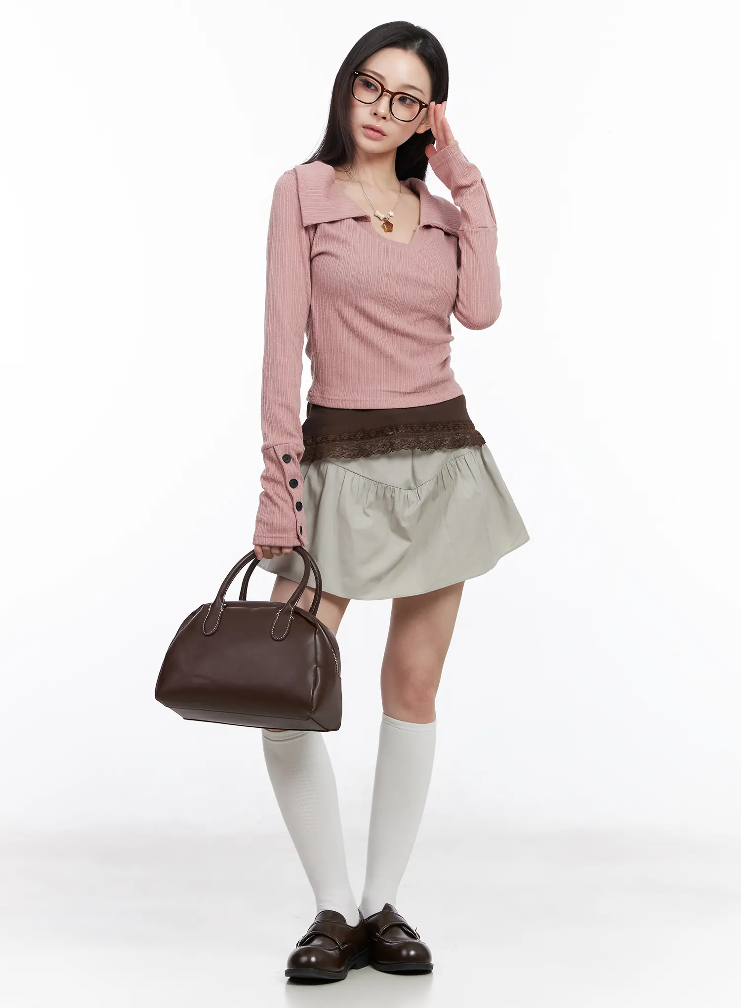 Collared Wrap Knit Top CM518 - Image 7