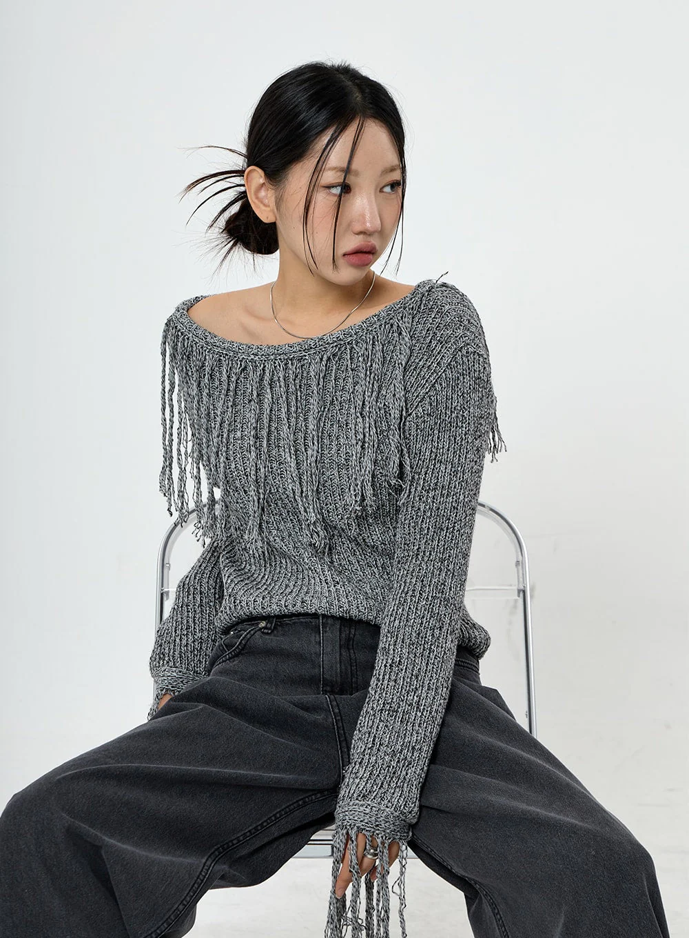 Collin Fringe Long Sleeve Knit CS28 - Image 2