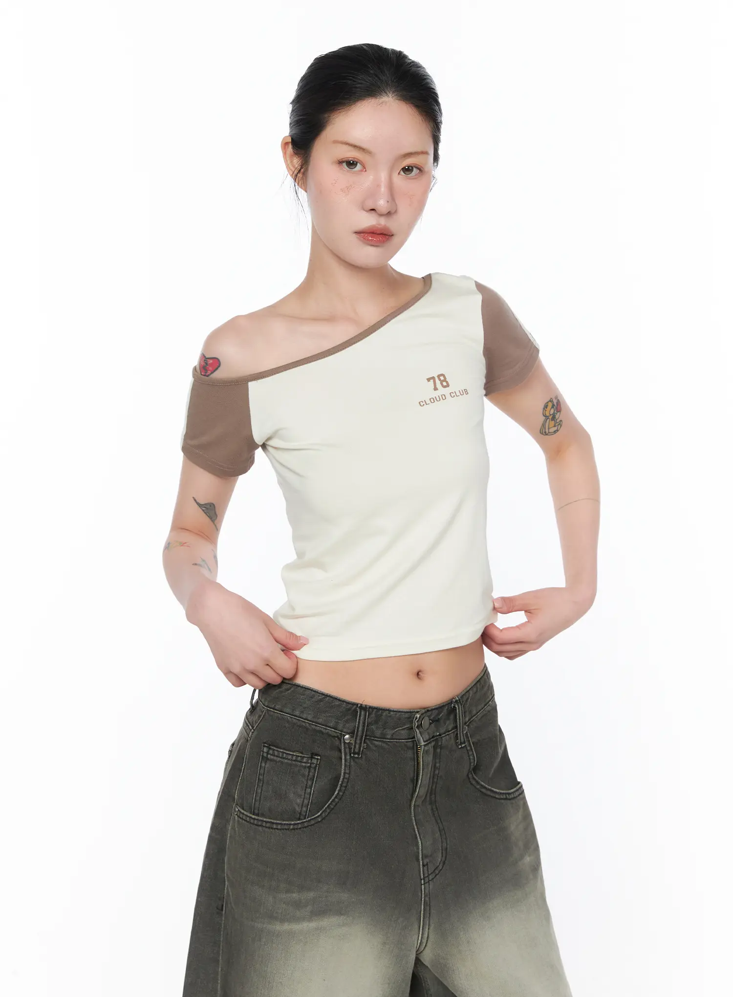 Color Block One-Shoulder Top CA524 - Image 9