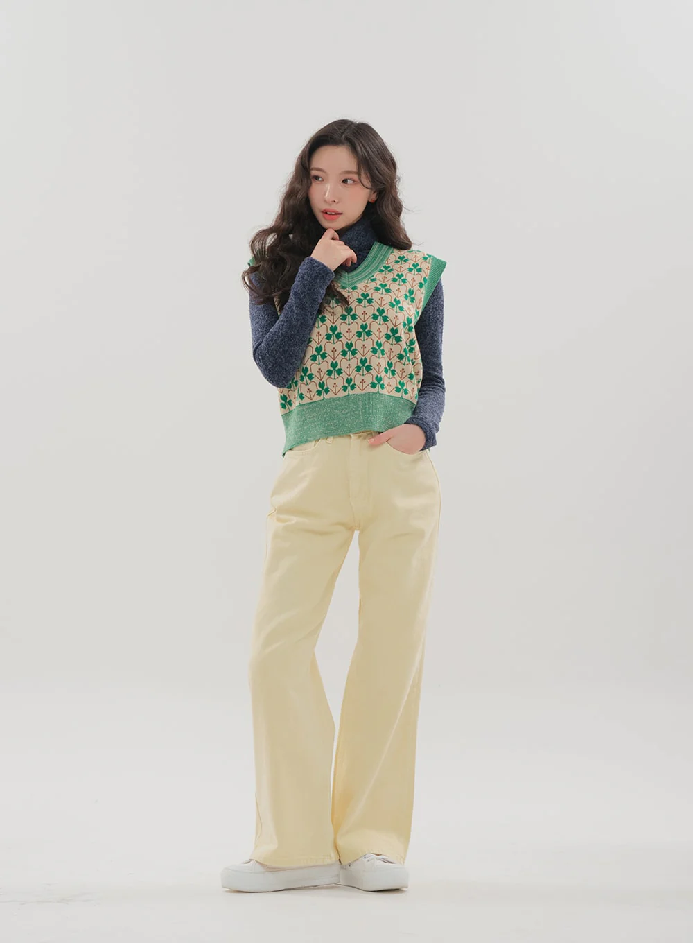 Color Wide Leg Pants B1801 - Image 2