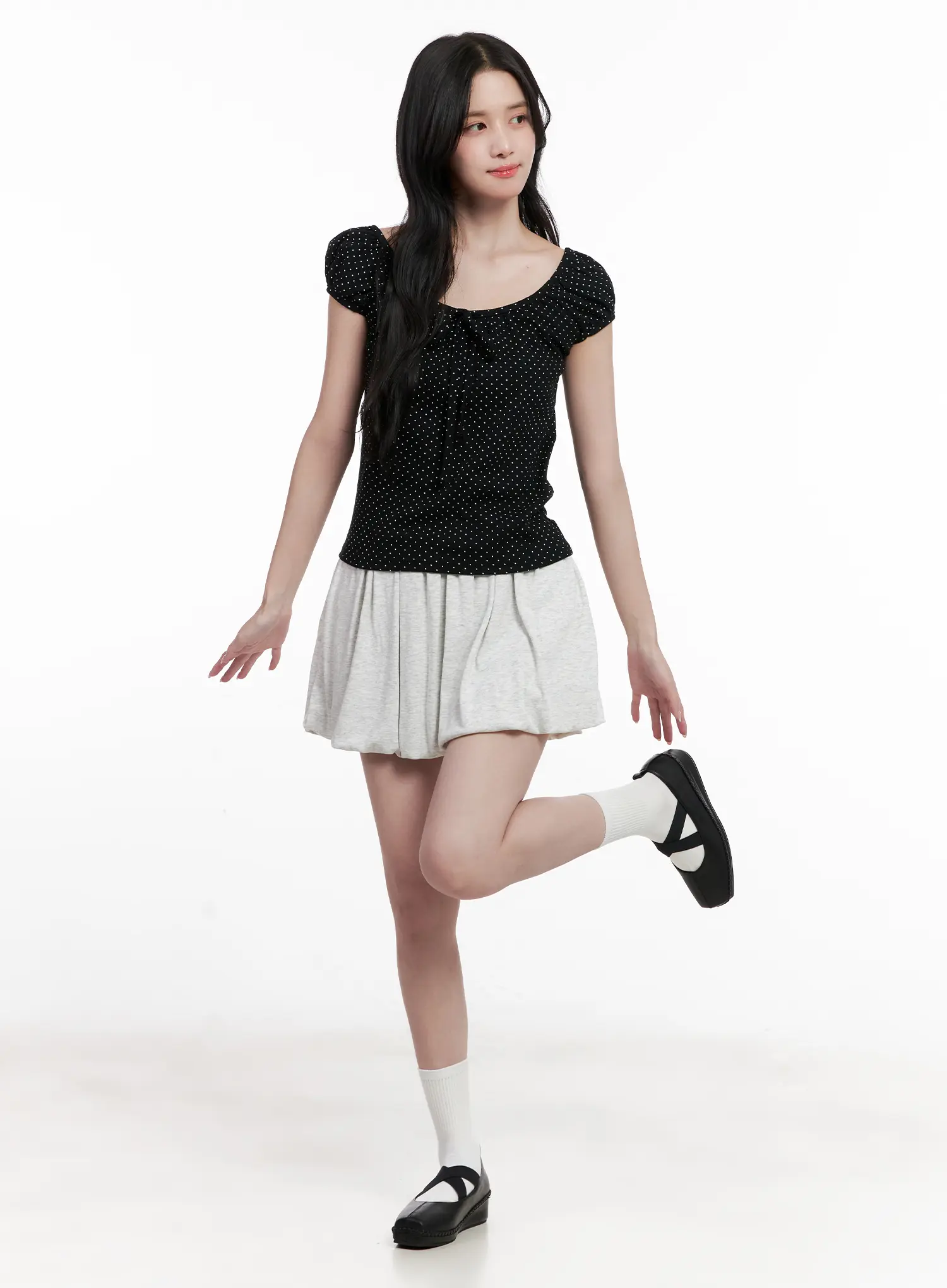 Comfy Gray Pleated Skirt CL516 - Image 5
