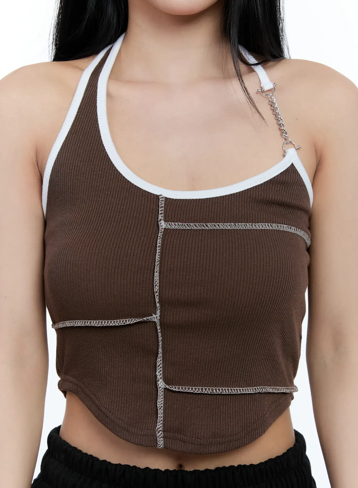 Contrast Chain Accent Halter Tank CL530 - Image 11
