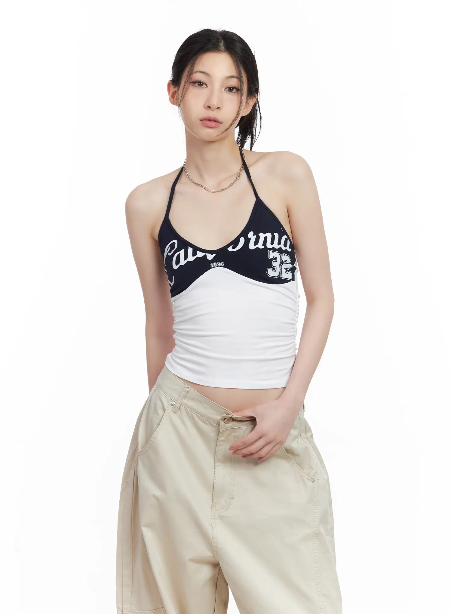 Contrast Graphic Halter Top CU530 - Image 2