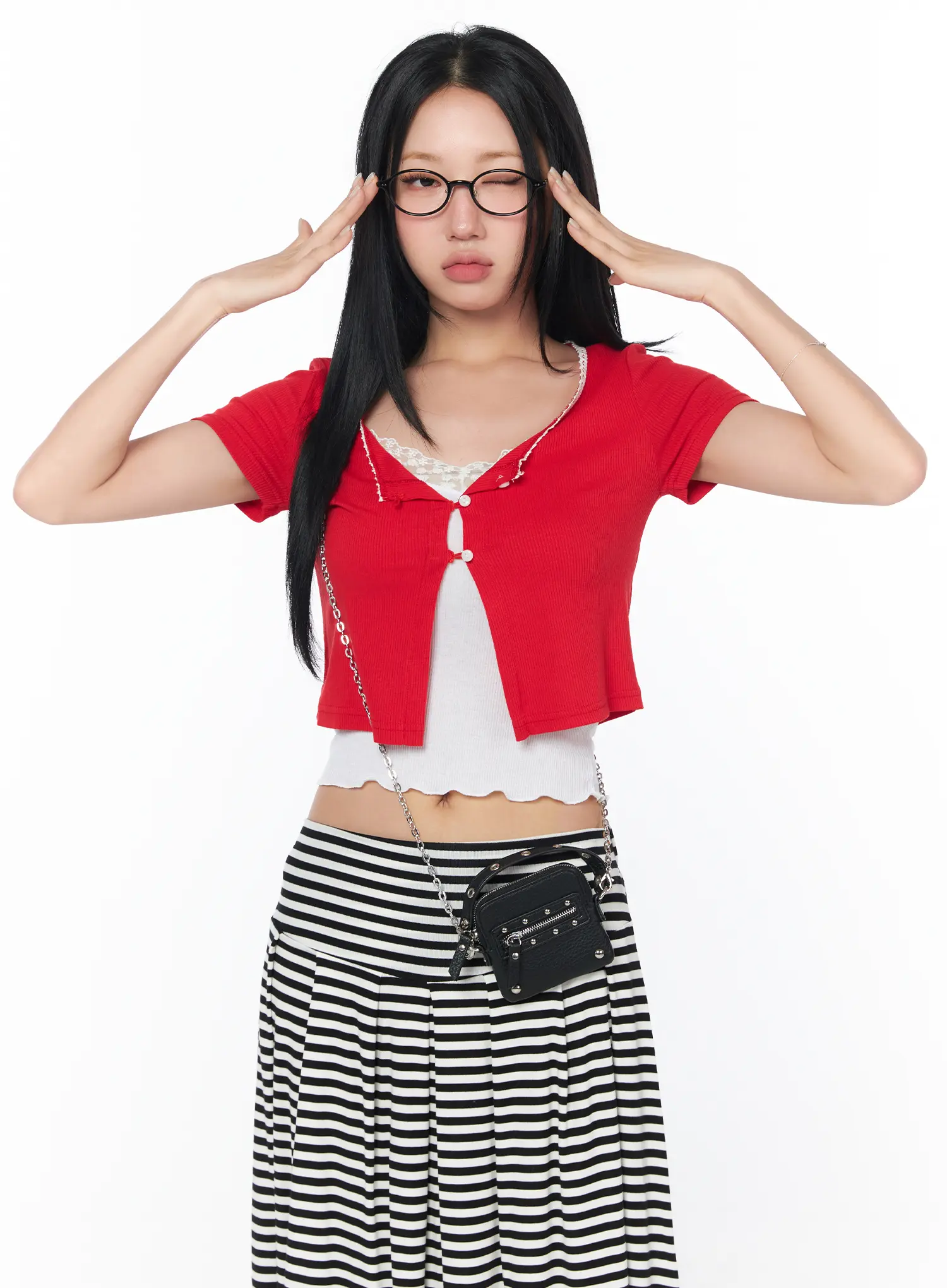 Contrast Lace Crop Cardigan CY512