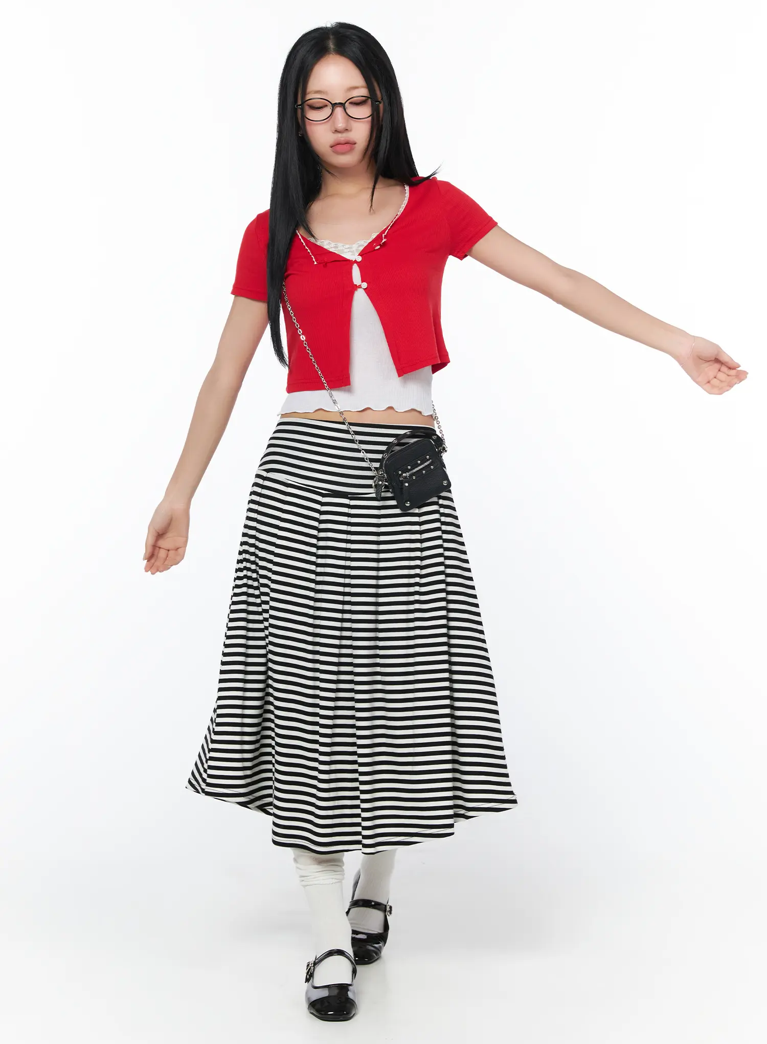 Contrast Lace Crop Cardigan CY512 - Image 7