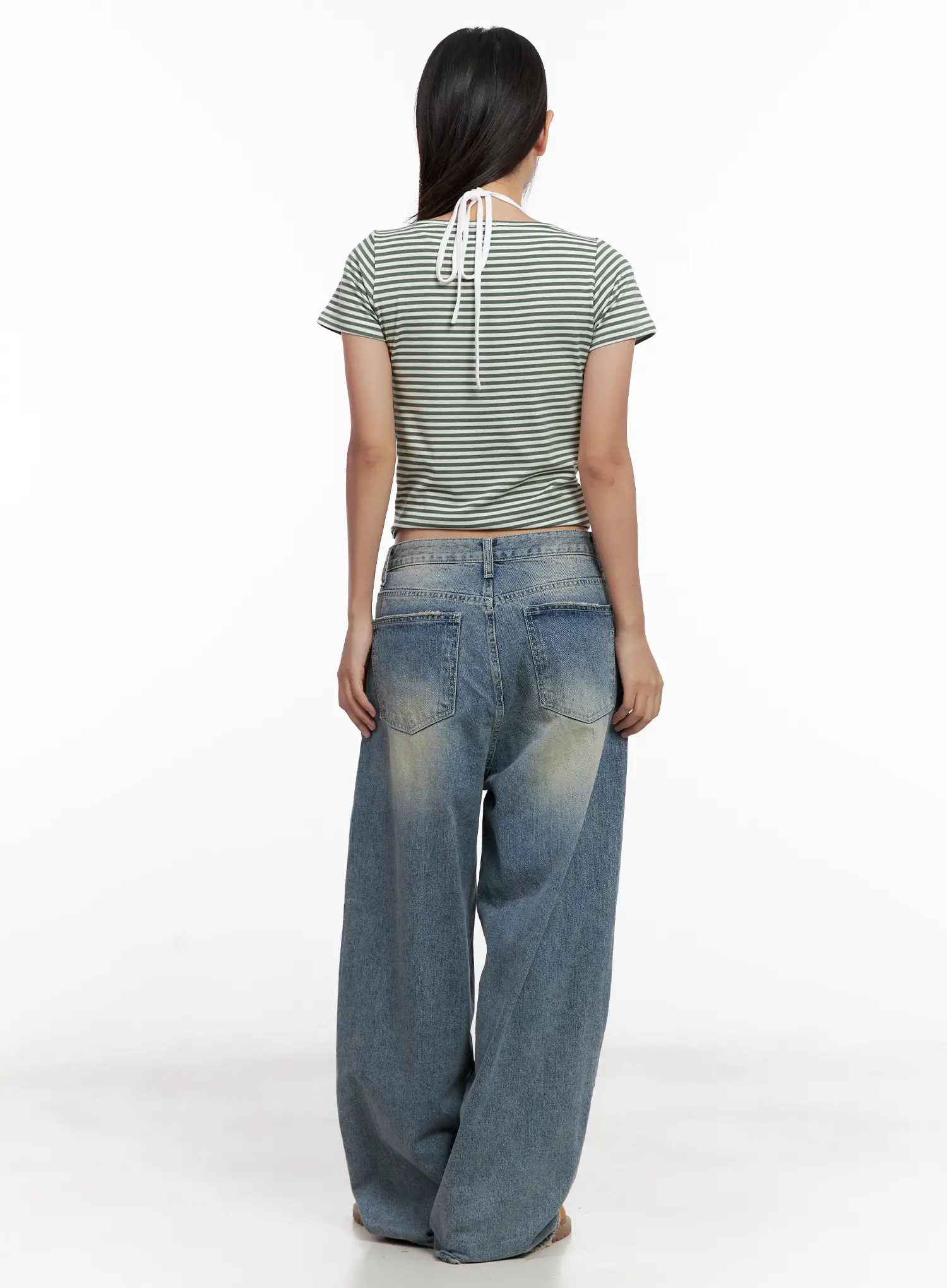 Contrast Stripe Layered Halter Tee CL518 - Image 4