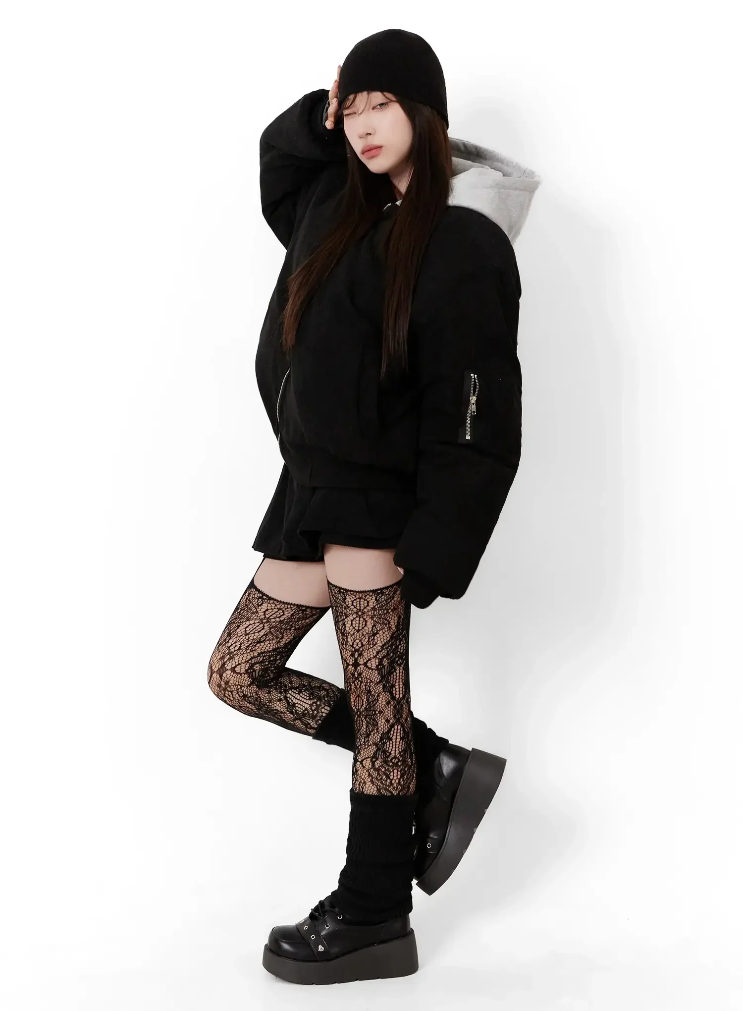 Corduroy Hooded Bomber Jacket IJ521 - Image 12