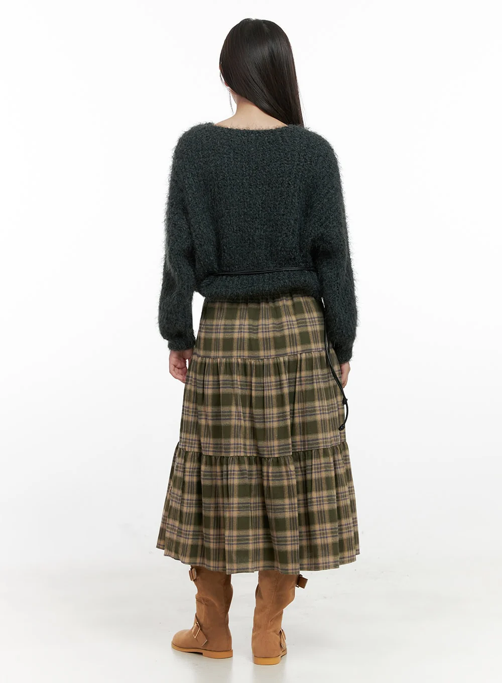 Cotton Check Print Maxi Skirt IN415 - Image 8