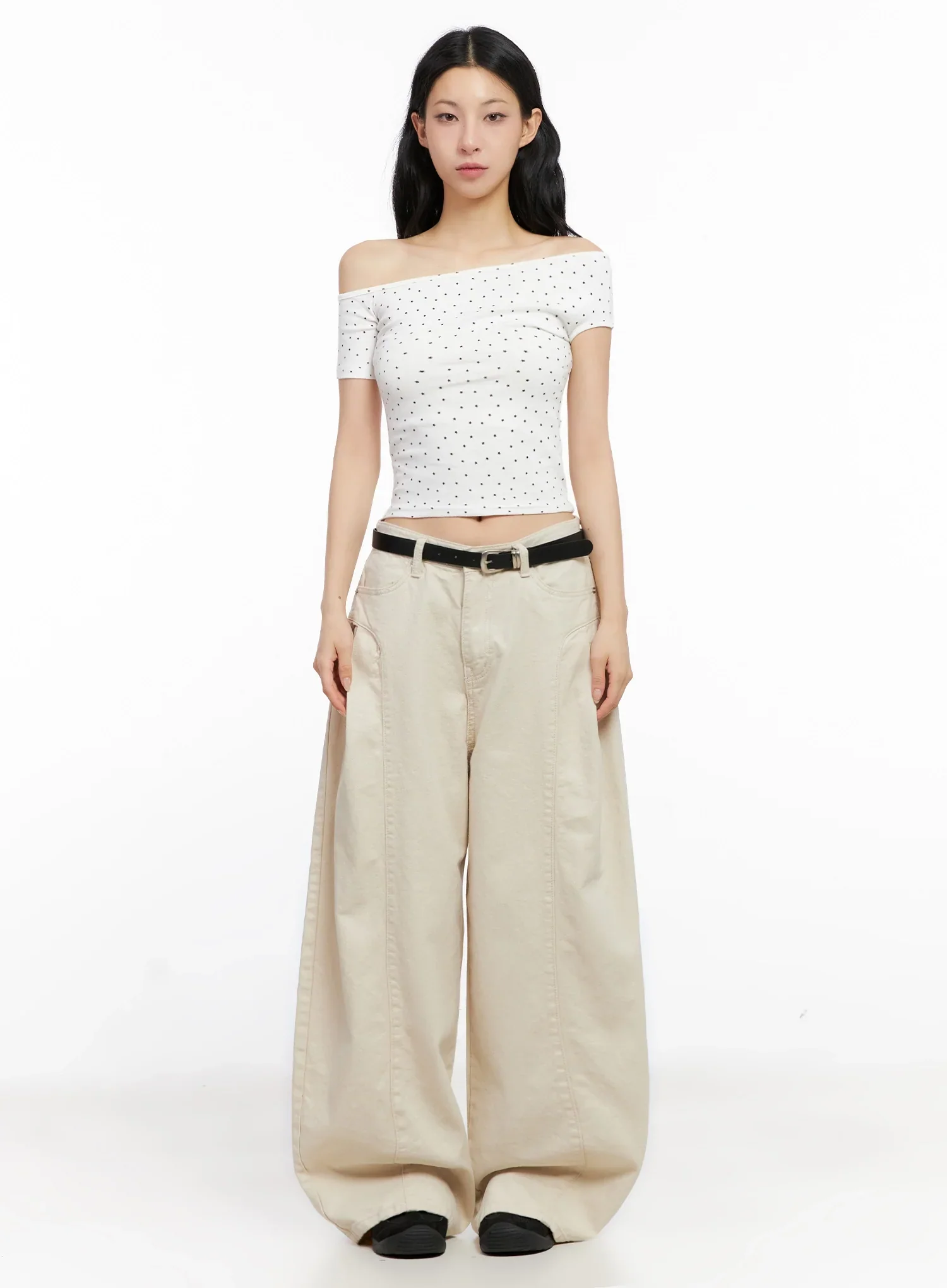 Cotton Oversized Wide-Leg Pants IG508 - Image 3