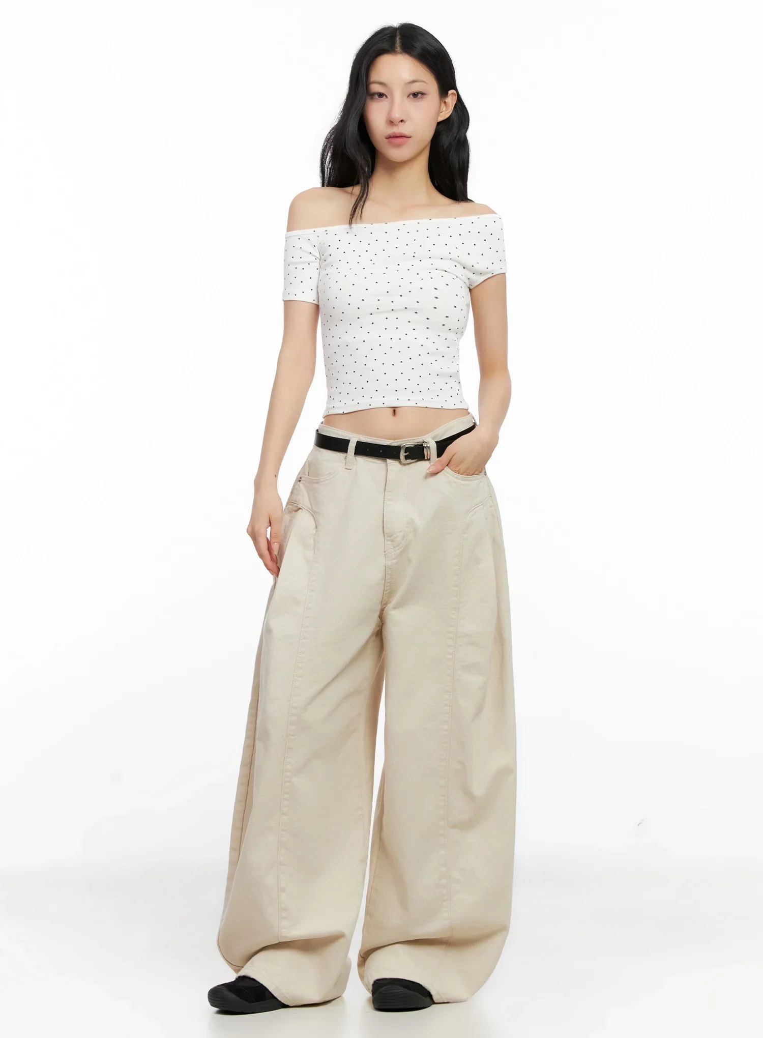 Cotton Oversized Wide-Leg Pants IG508 - Image 5