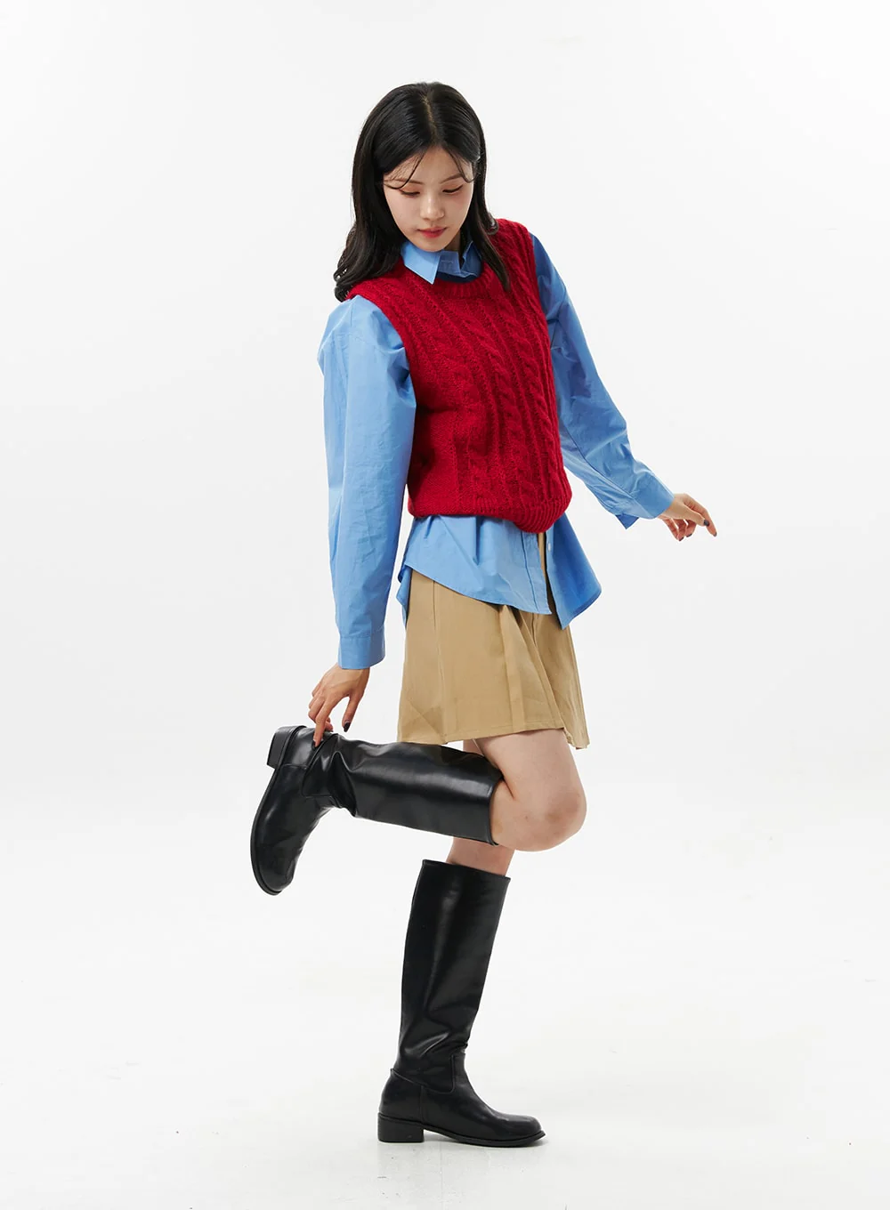 Cotton Pleated Mini Skirt OO312 - Image 7