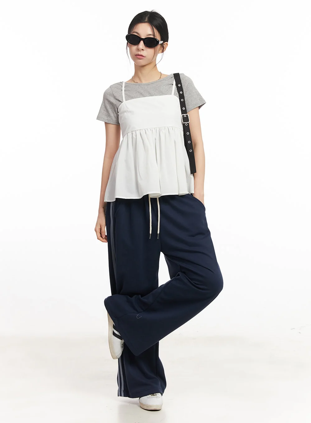 Cotton Wide-Leg Trackpants CA516 - Image 2