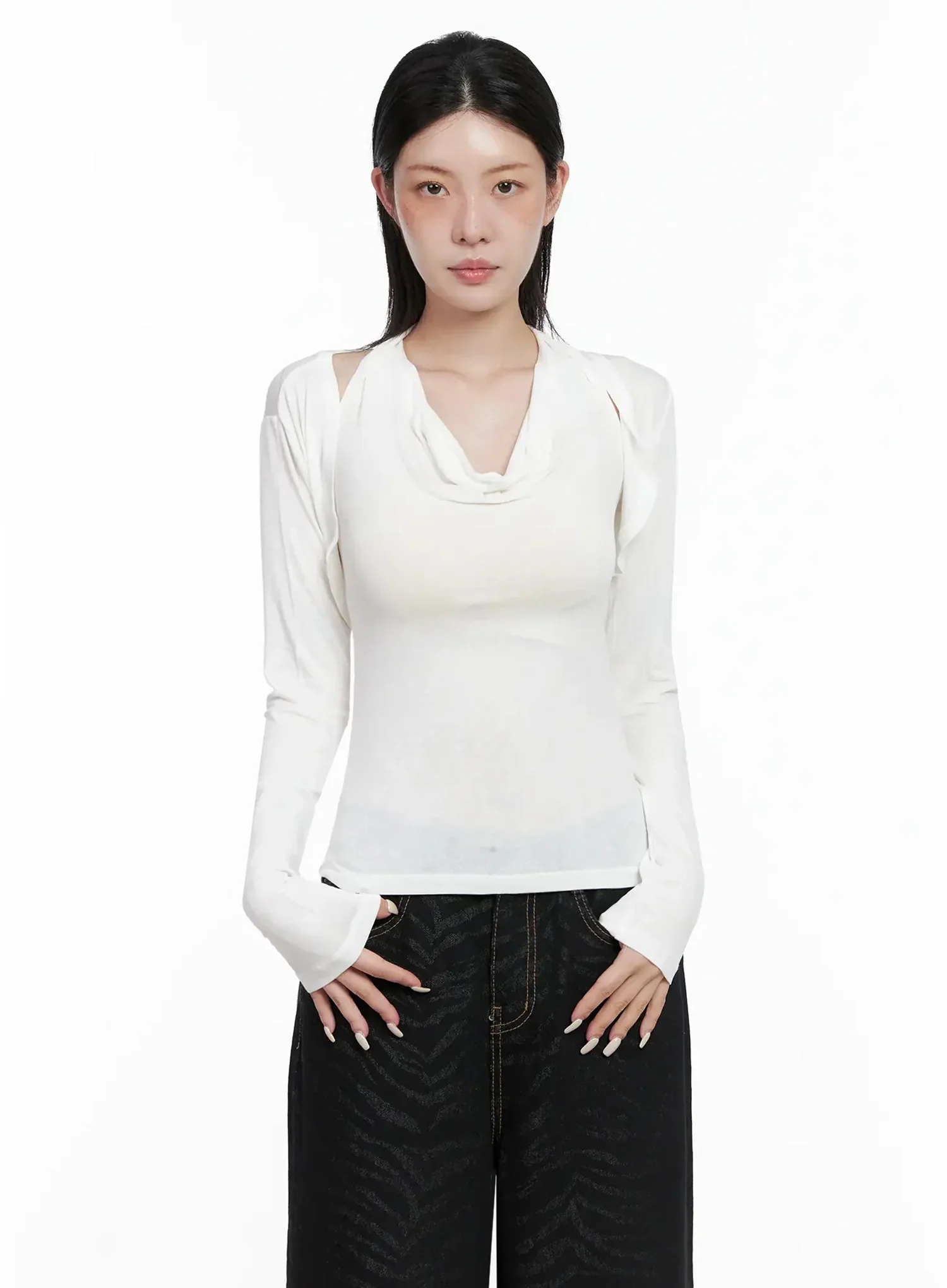 Cowl Neck Top Bolero Set IS508 - Image 12