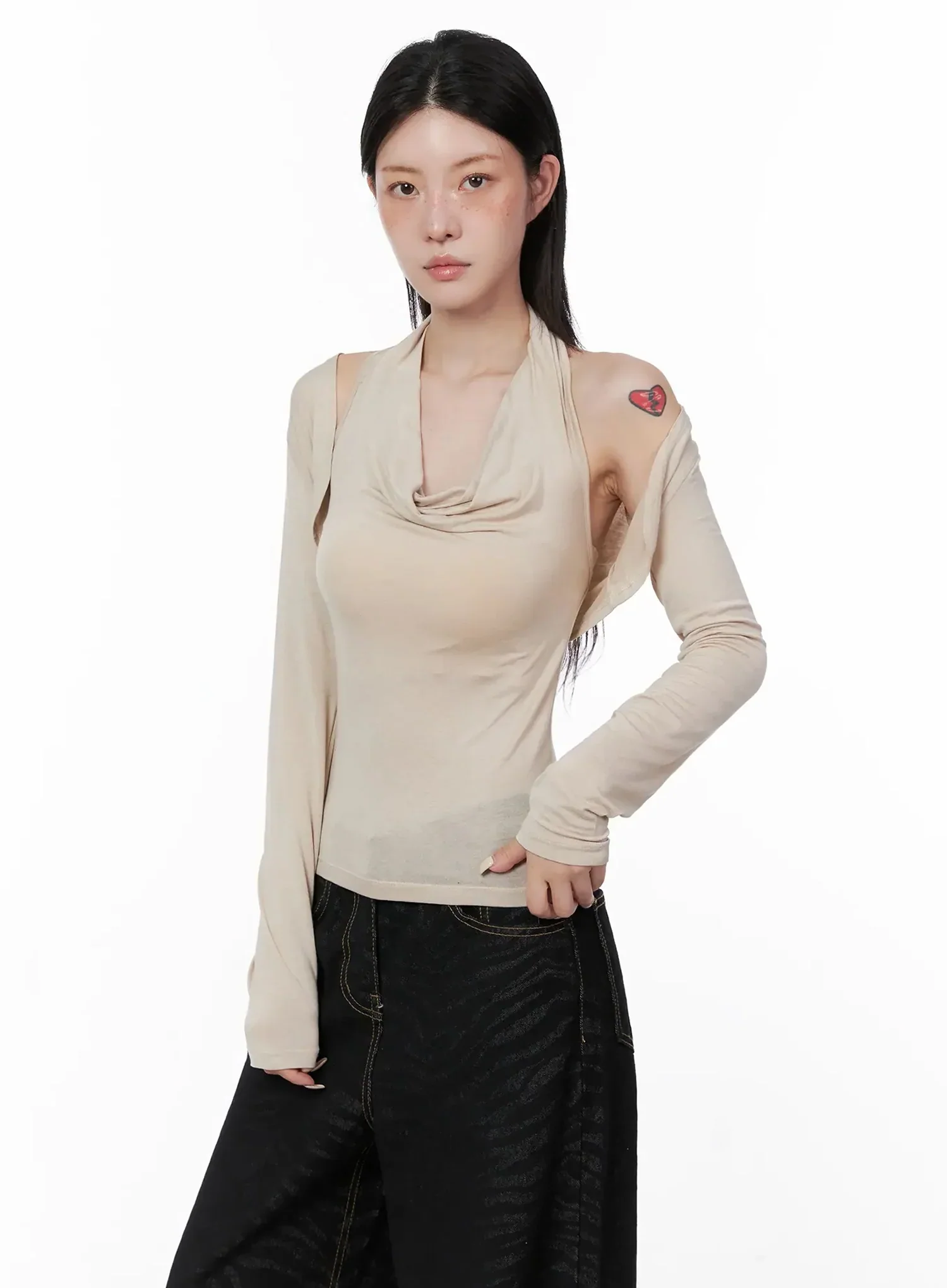 Cowl Neck Top Bolero Set IS508 - Image 6