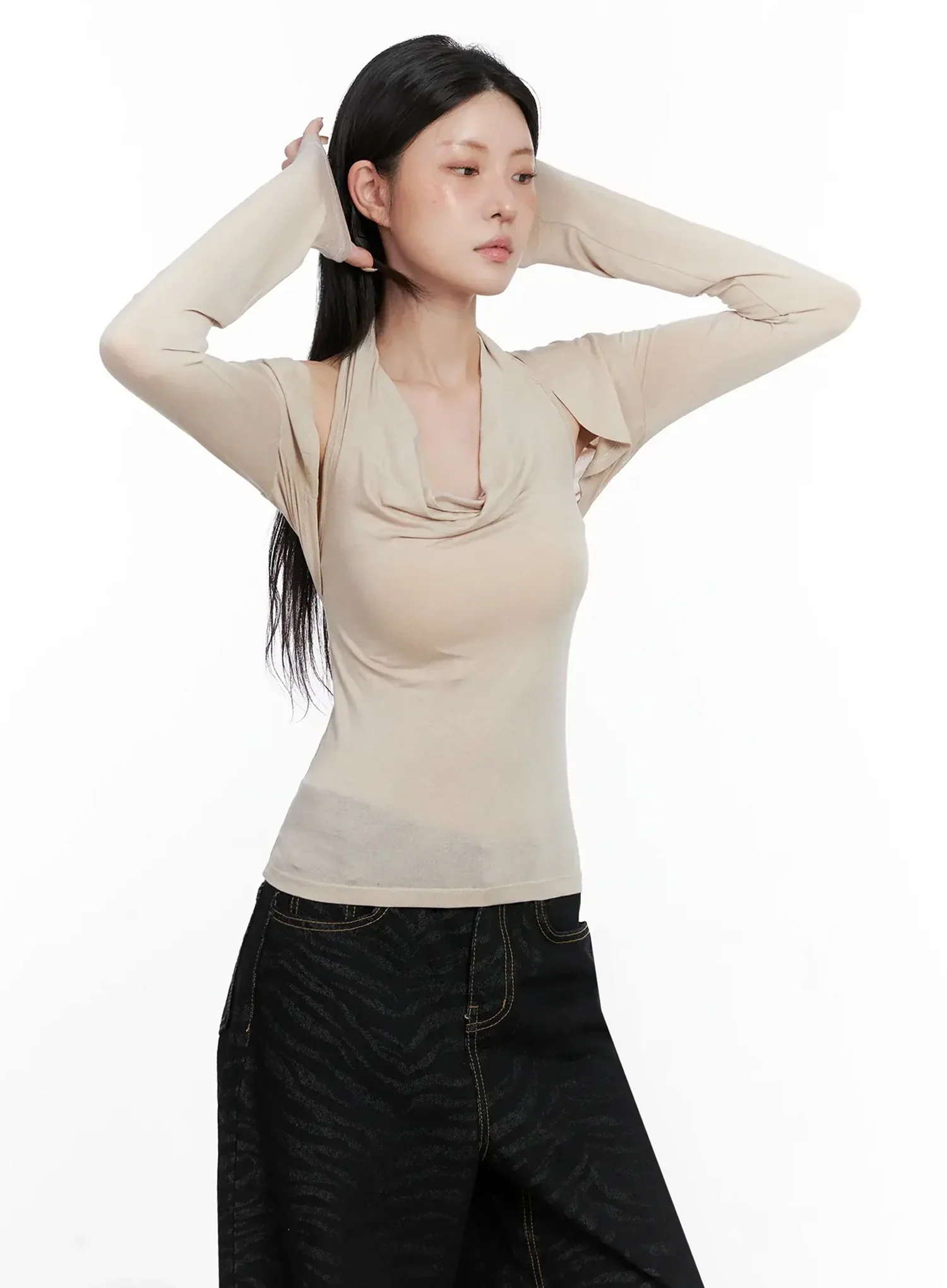 Cowl Neck Top Bolero Set IS508 - Image 7