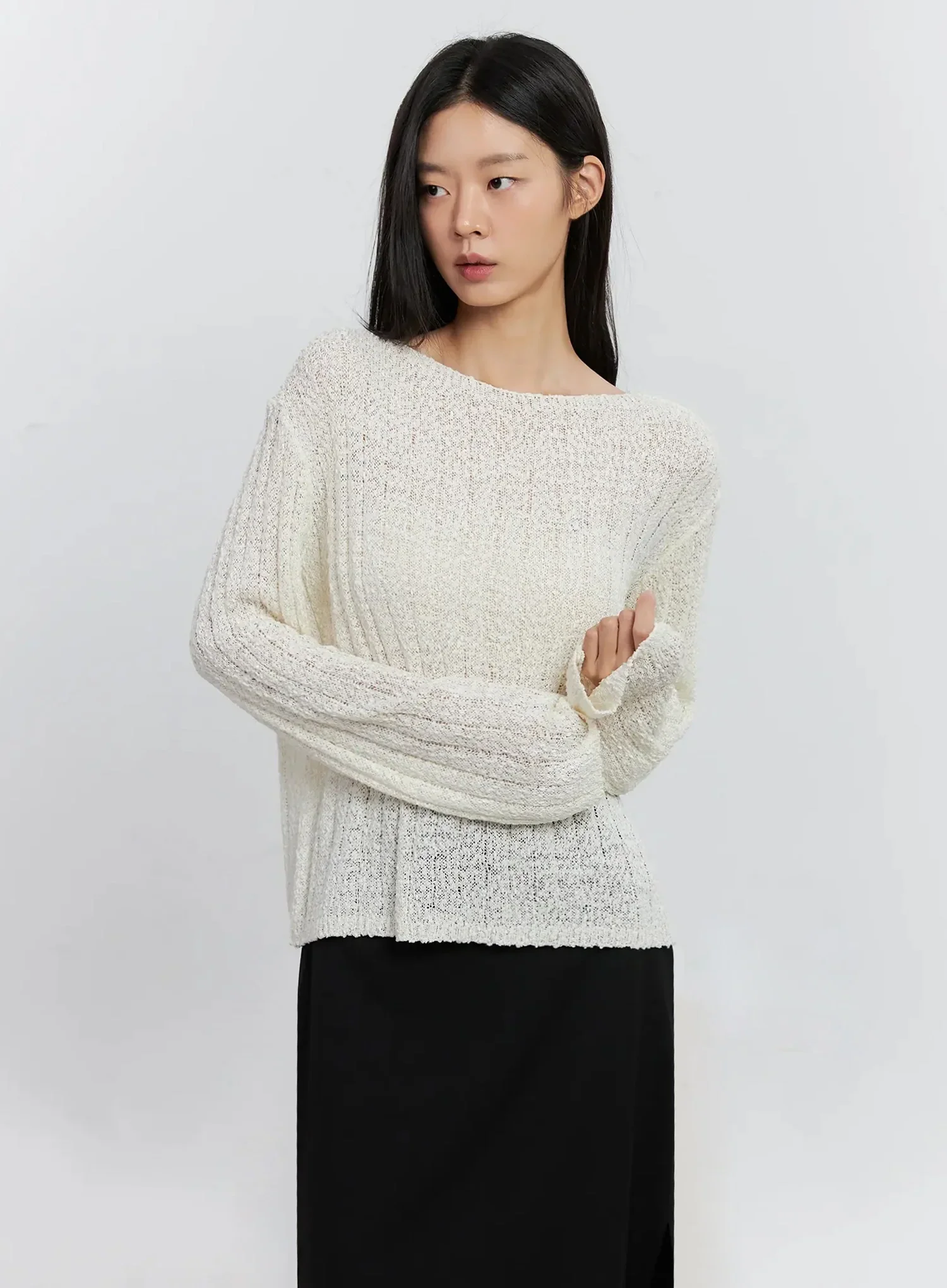 Cozy Boatneck Long Sleeve Sweater IS515 - Image 2