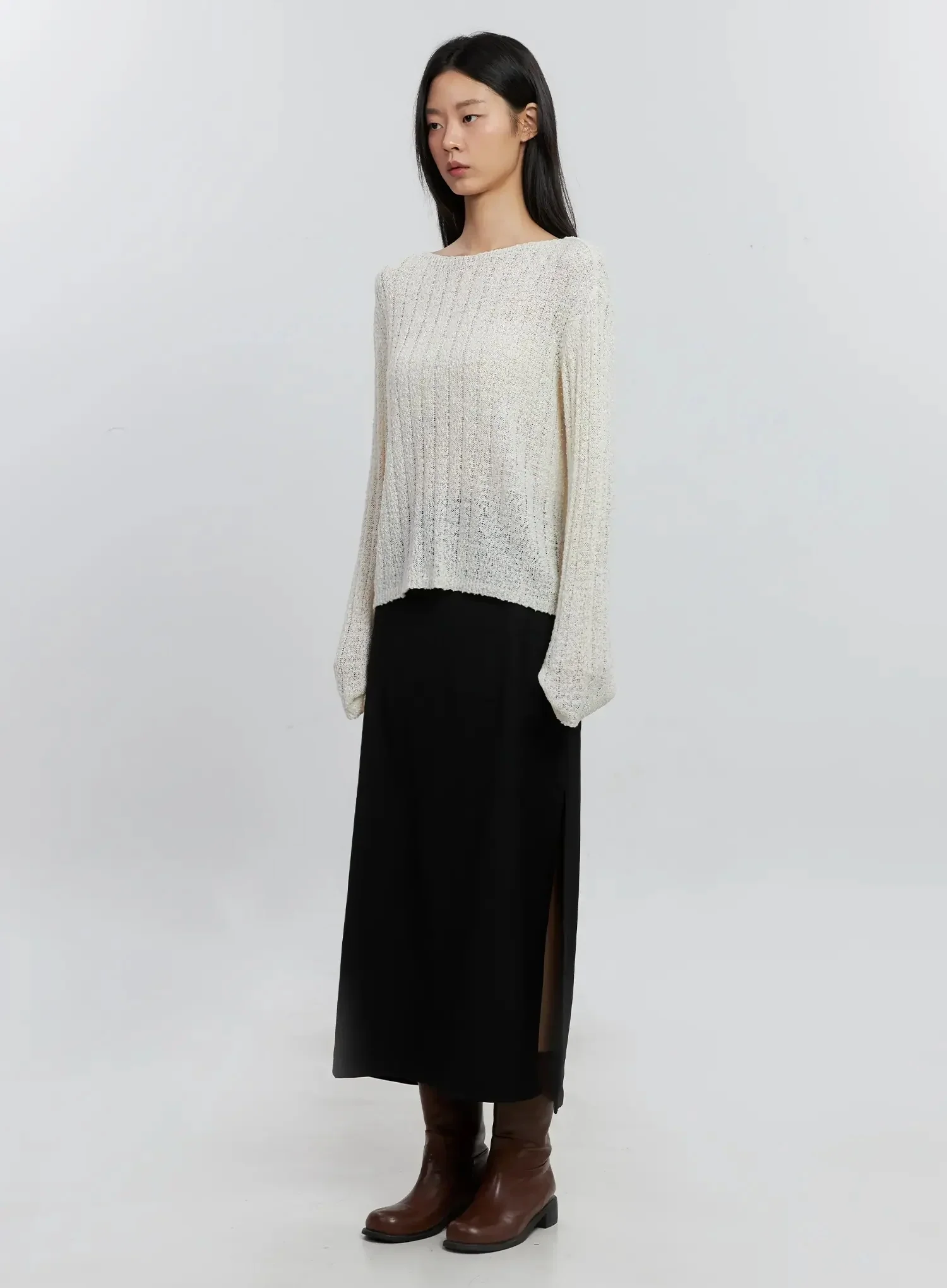 Cozy Boatneck Long Sleeve Sweater IS515 - Image 5
