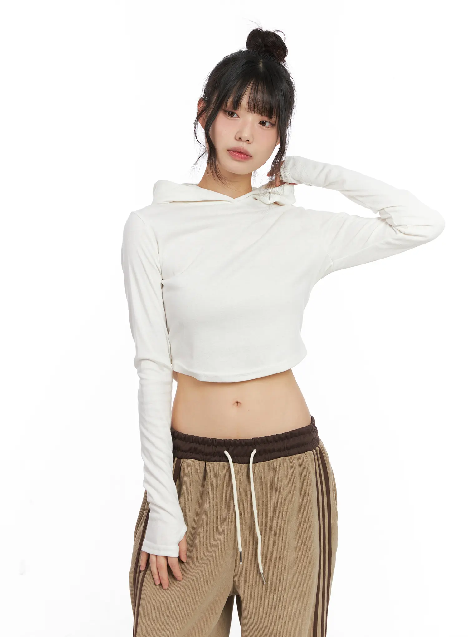 Cozy Cropped Fleece Hoodie CN521 - Image 2